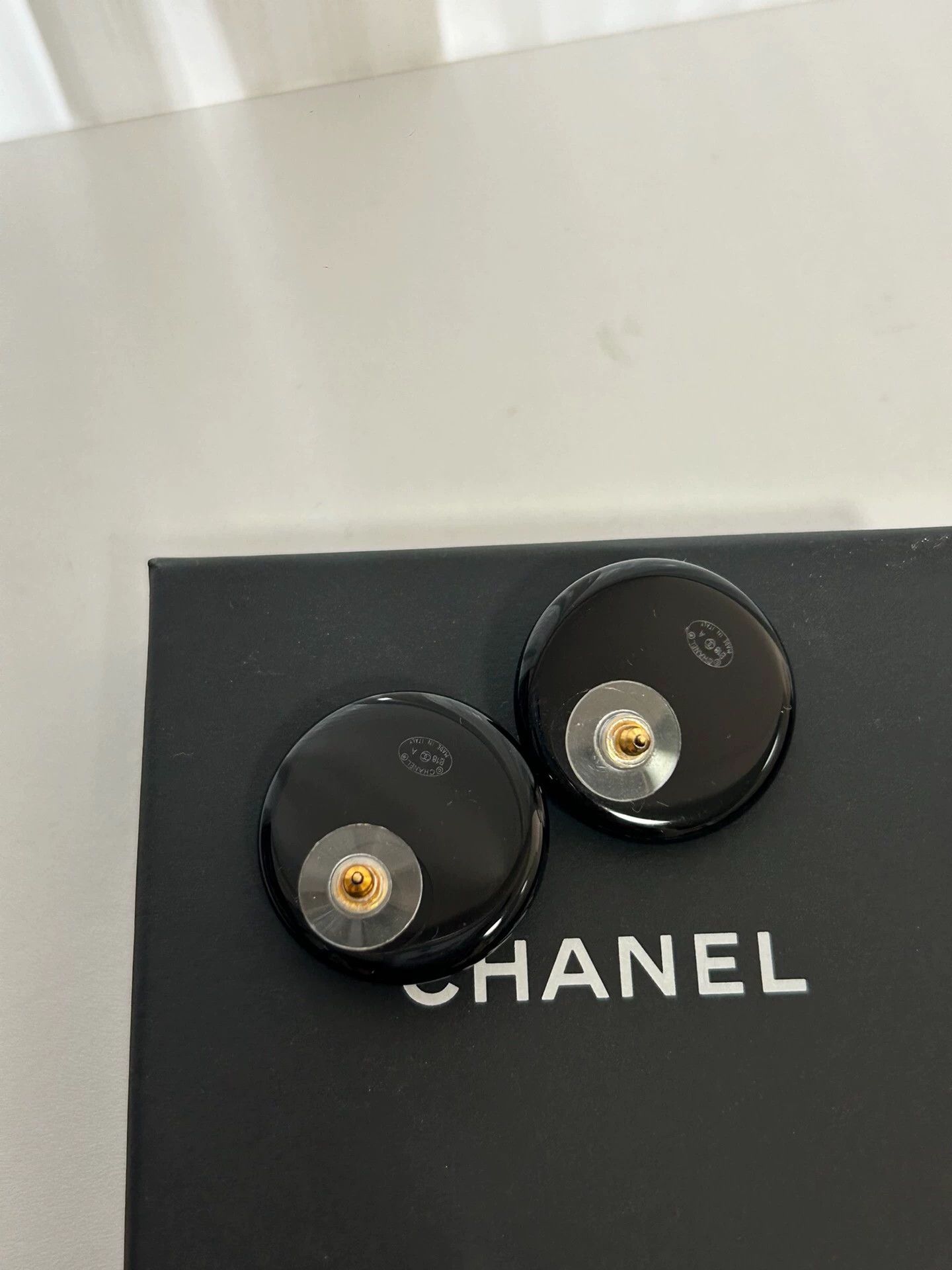 Chanel Chanel Black Metal Coin Circular Earrings Size ONE SIZE - 2 Thumbnail