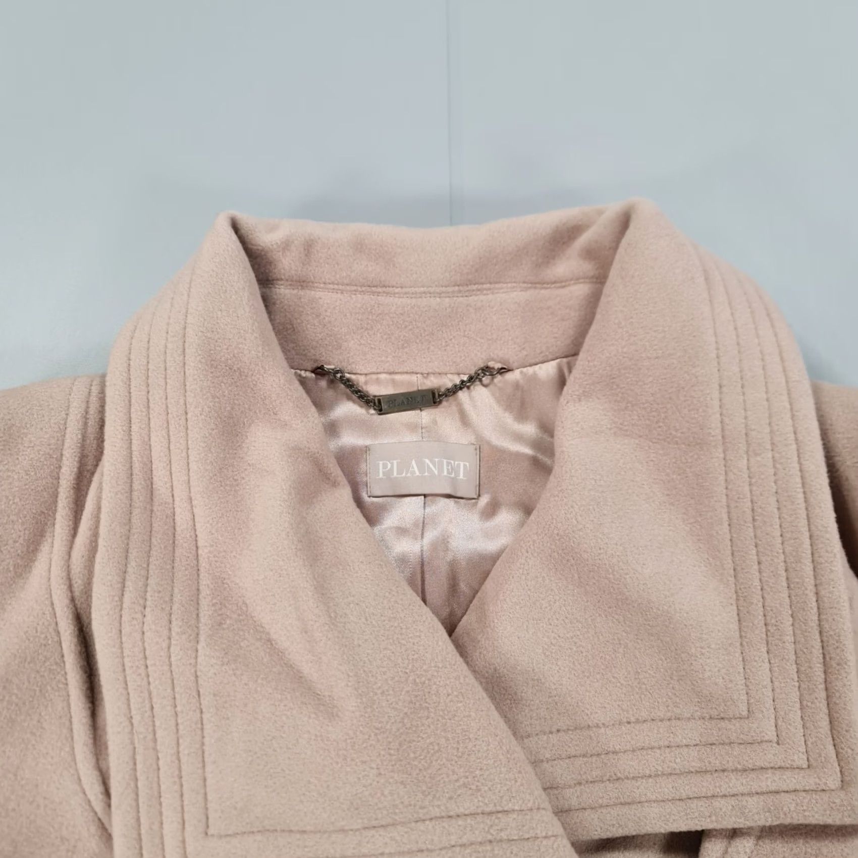 Vintage PLANET Coat Womens Beige 10 UK Wool Cashmere Full Zip Size L / US 10 / IT 46 - 2 Thumbnail