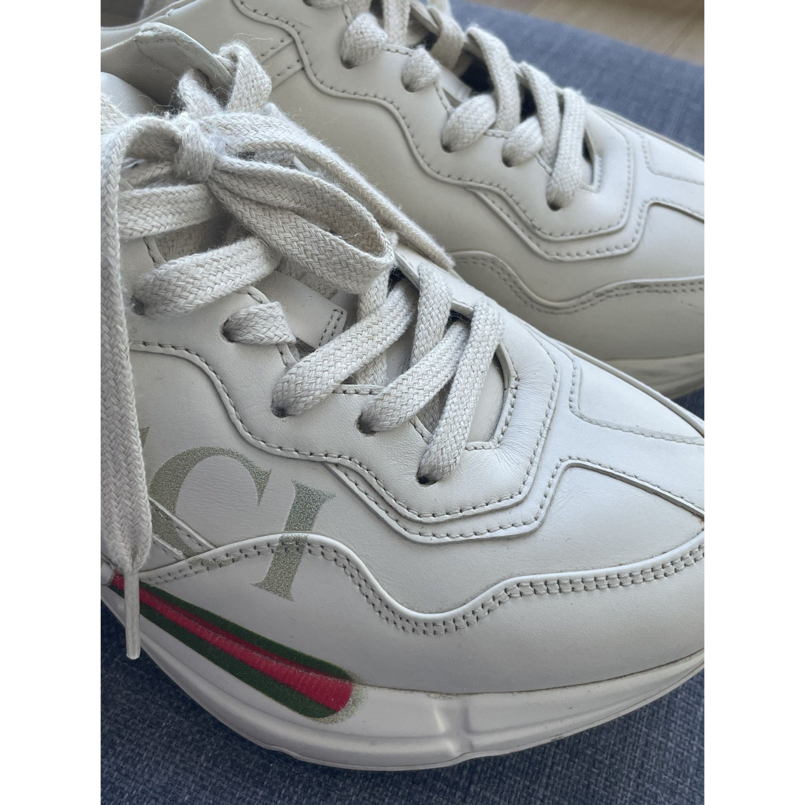 Gucci Gucci Womens Rhyton Logo Sneakers White Leather Italy Size US 5.5 / IT 35.5 - 9 Thumbnail