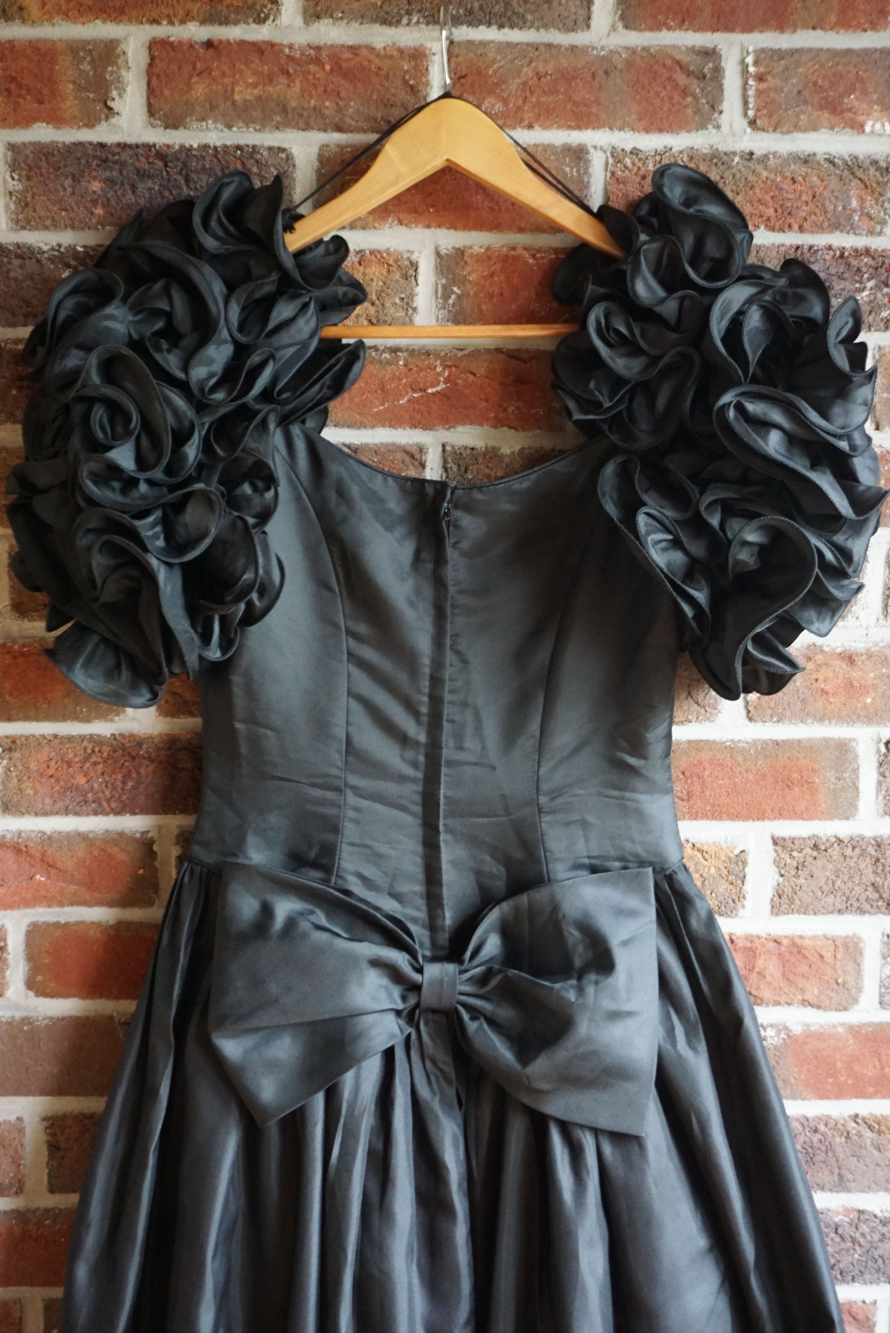 Vintage Vintage Ellis 80s long dress gown puff sleeves bow S Small Size M / US 6-8 / IT 42-44 - 2 Thumbnail
