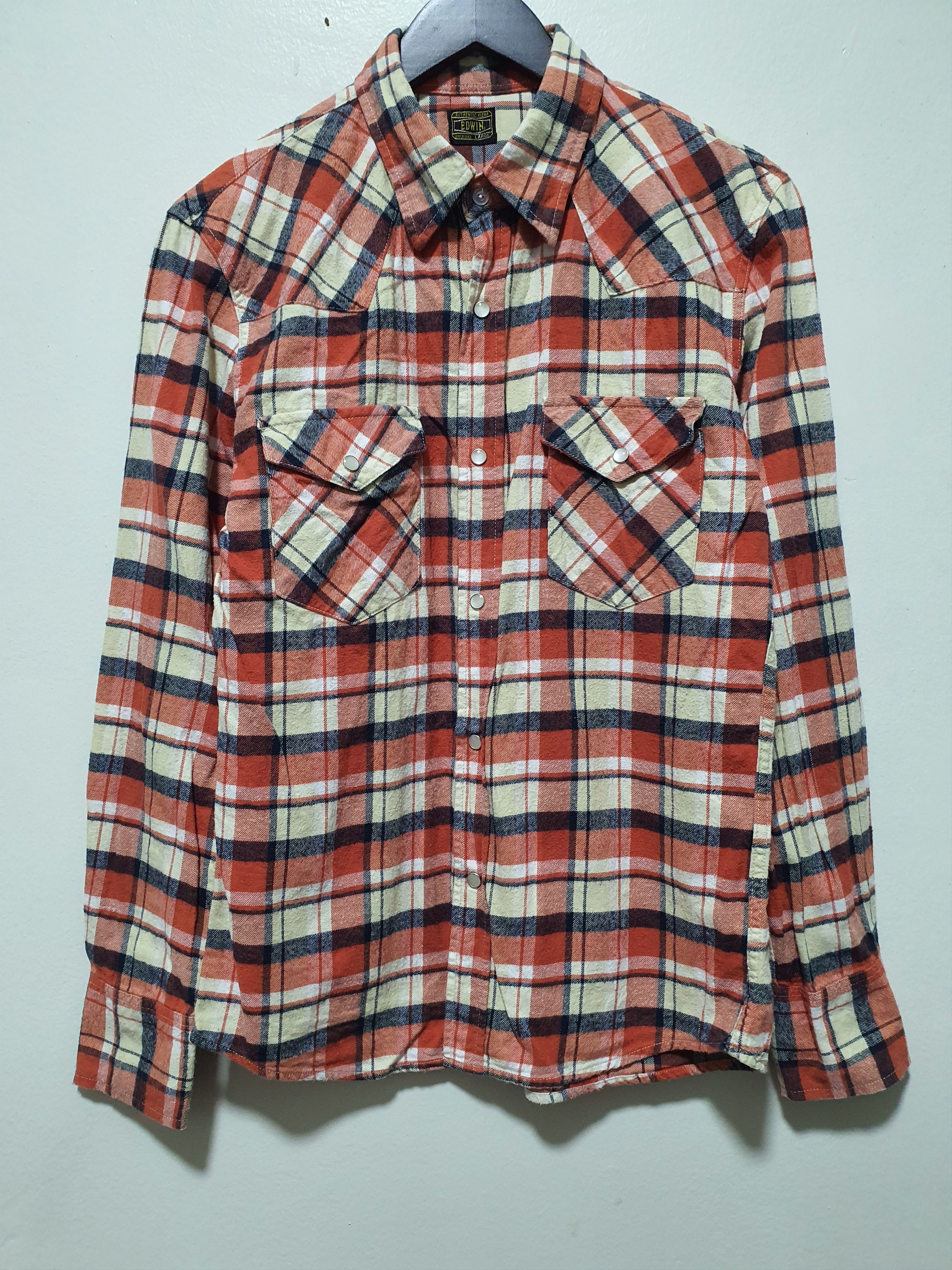 Edwin EDWIN 19/28 CHECKED PEARL SNAP BUTTON WESTERN SHIRT Size US L / EU 52-54 / 3 - 2 Thumbnail