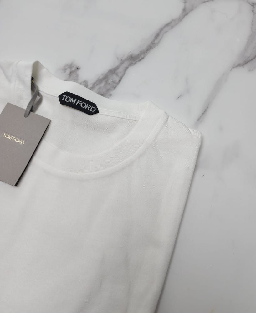 Tom Ford o1sm1stk0824 Lyocell Cotton T-Shirt in White Size US M / EU 48-50 / 2 - 2 Thumbnail