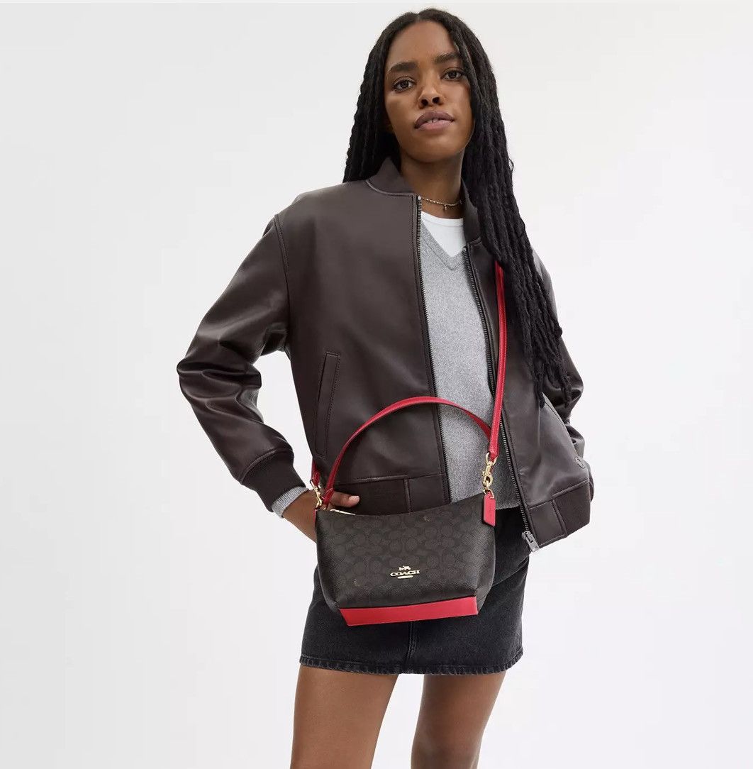 Coach Zip Top Shoulder Bag In Signature Canvas CX610 Size ONE SIZE - 6 Thumbnail