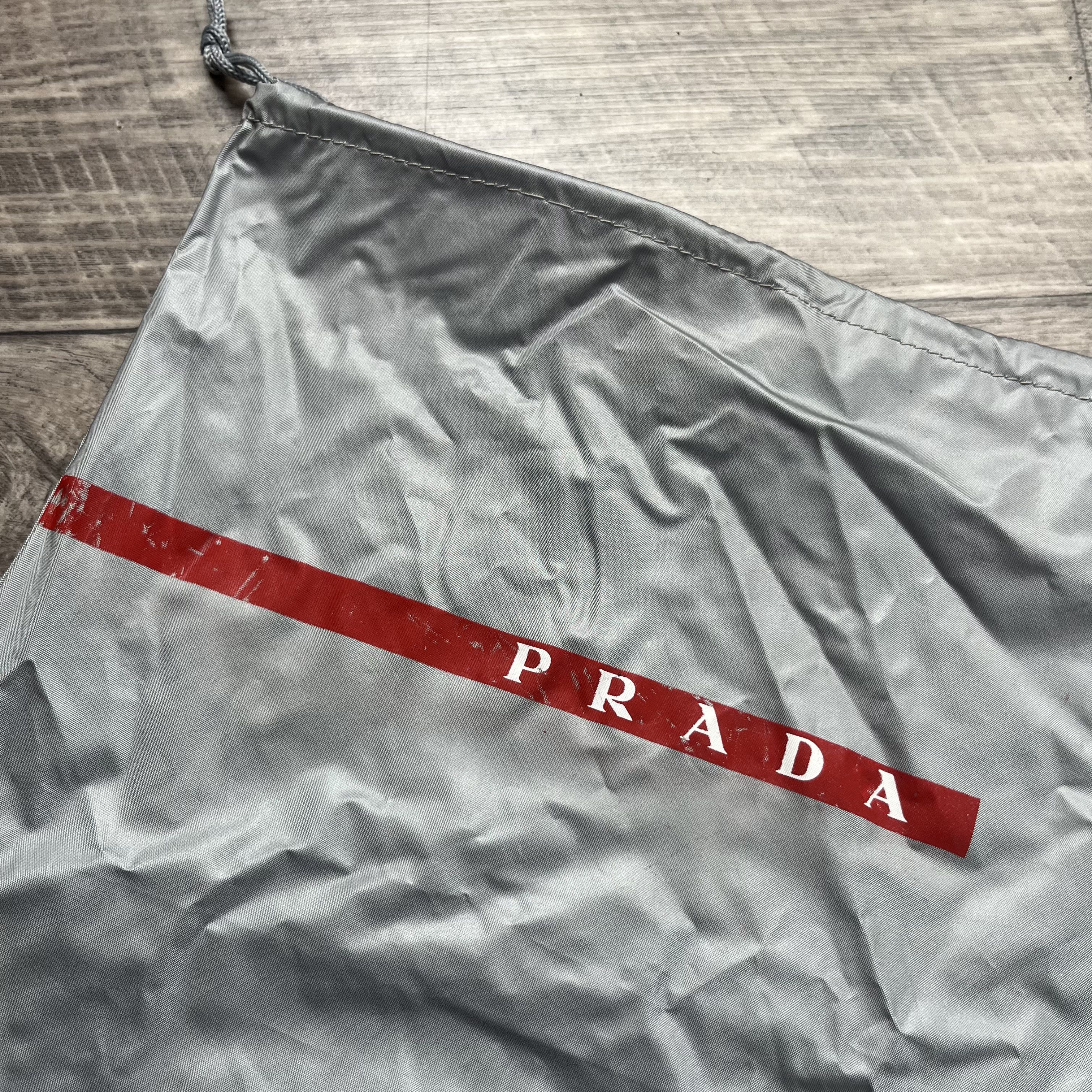 Prada Prada Shoe Bag Dust Protector Cloth Vintage Italy Grey Red Size ONE SIZE - 2 Thumbnail