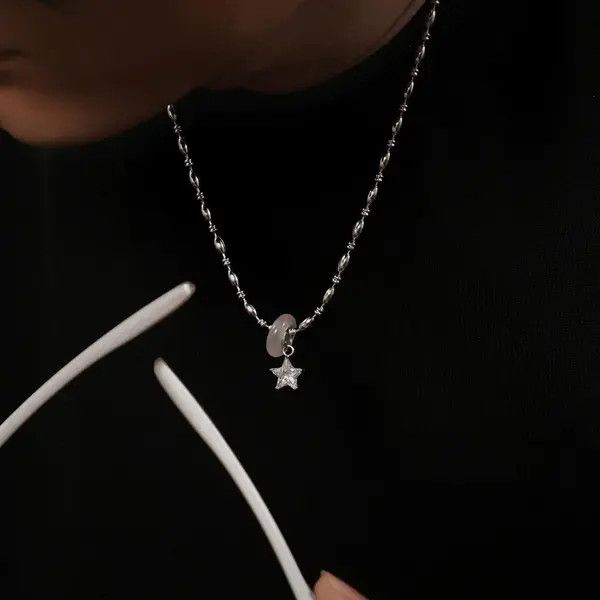 Jewelry Silver Star Charm Men's Chain Necklace, Stylish Pendant Size ONE SIZE - 1 Thumbnail