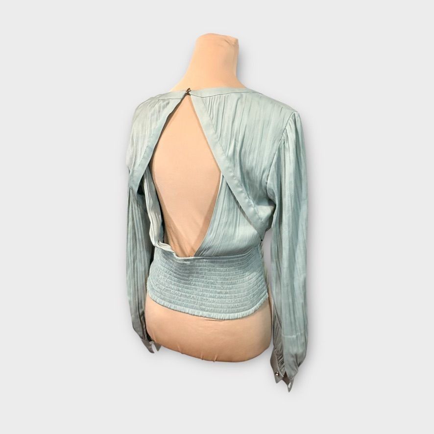 Anthropologie NWT Anthropologie Blouson Sleeve Blouse S Open Back Shirred Size S / US 4 / IT 40 - 6 Thumbnail