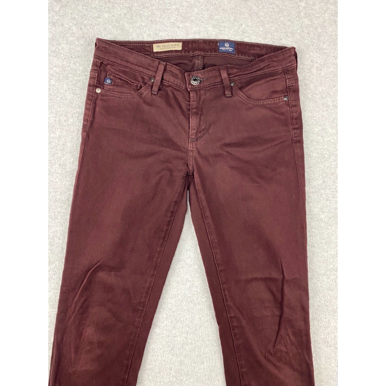 Vintage AG Adriano Goldschmied Jeans Womens 25 R Burgundy Stevie Ankle Slim Straight USA Jeans (AG Stevie) Apple?? Size 42" / US 20 - 3 Thumbnail