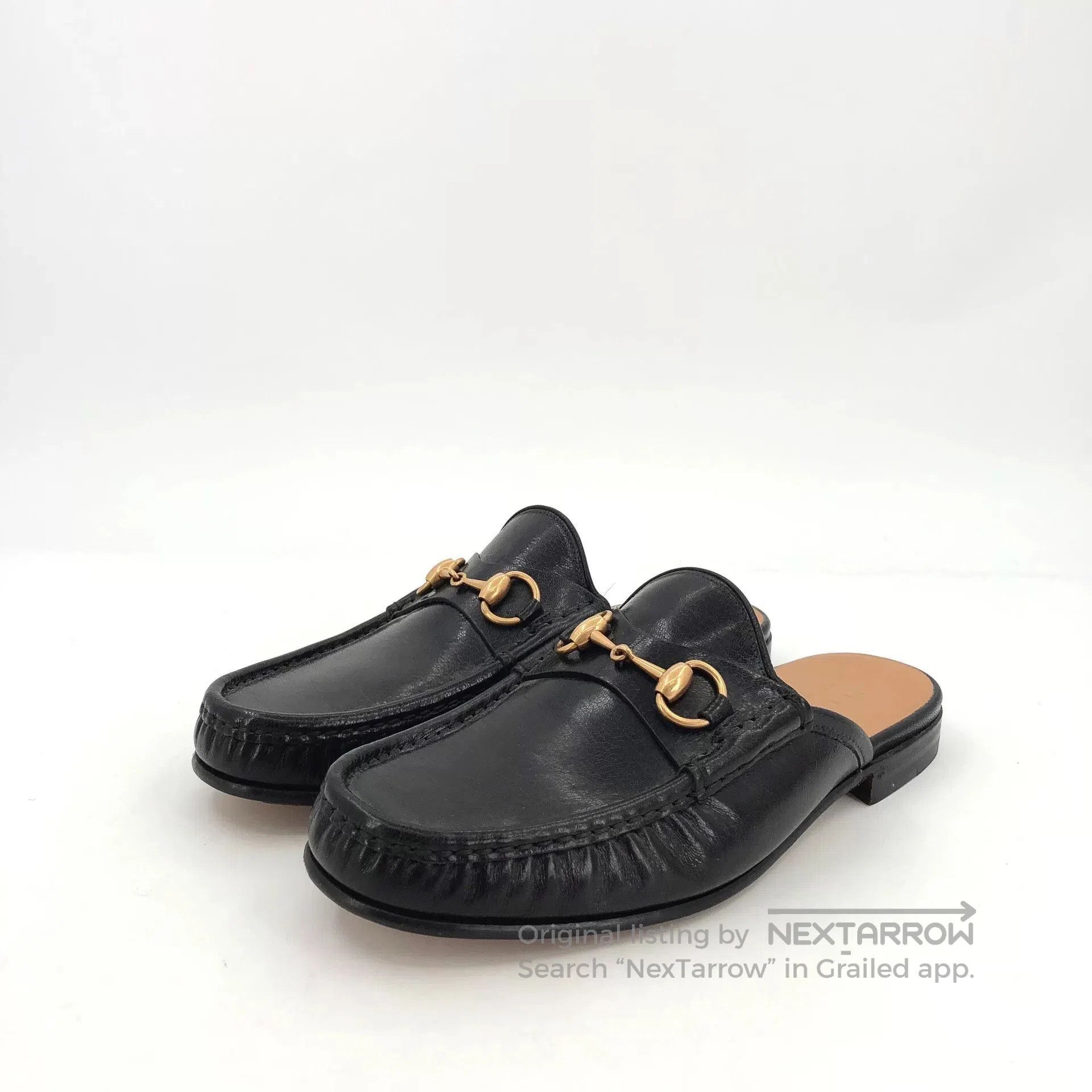 Gucci Gucci Black Leather Horsebit Round-Toe Slippers. Size US 6 / IT 36 - 1 Thumbnail