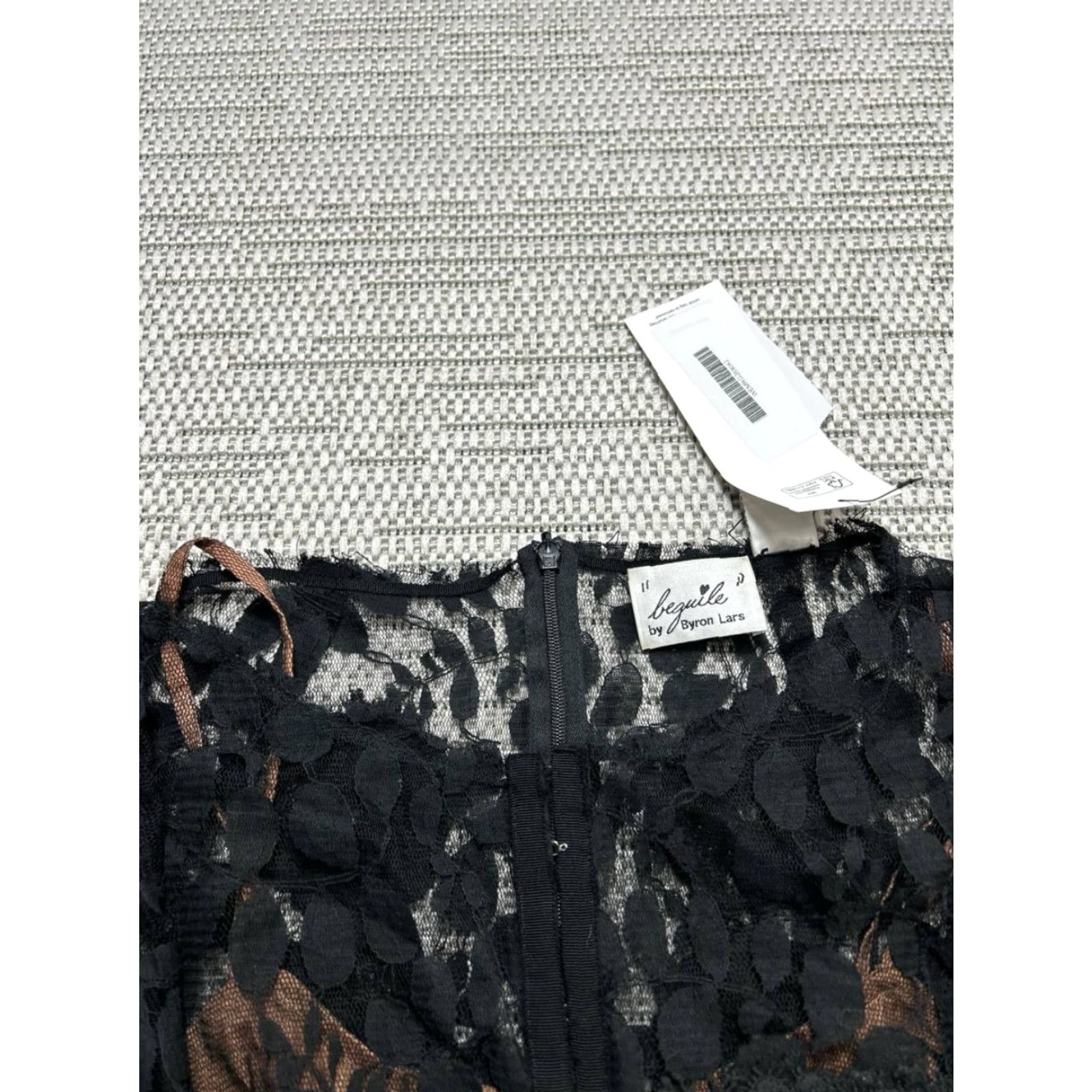 Vintage Beguile Byron Lars Dress Blouson Womens 2 Black Brown Lace Cotton Blend Size XS / US 0-2 / IT 36-38 - 2 Thumbnail