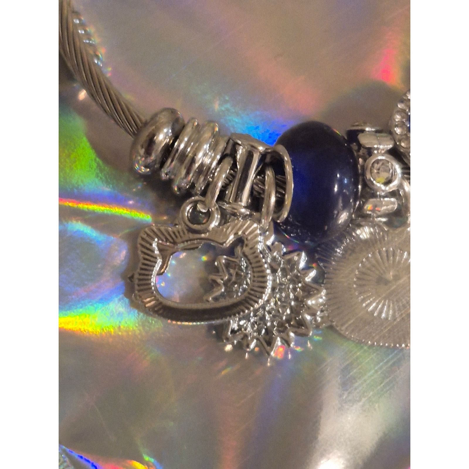 Homemade Y2K Hello Kitty Charm Bracelet – Silver Cable Bangle Size ONE SIZE - 2 Thumbnail