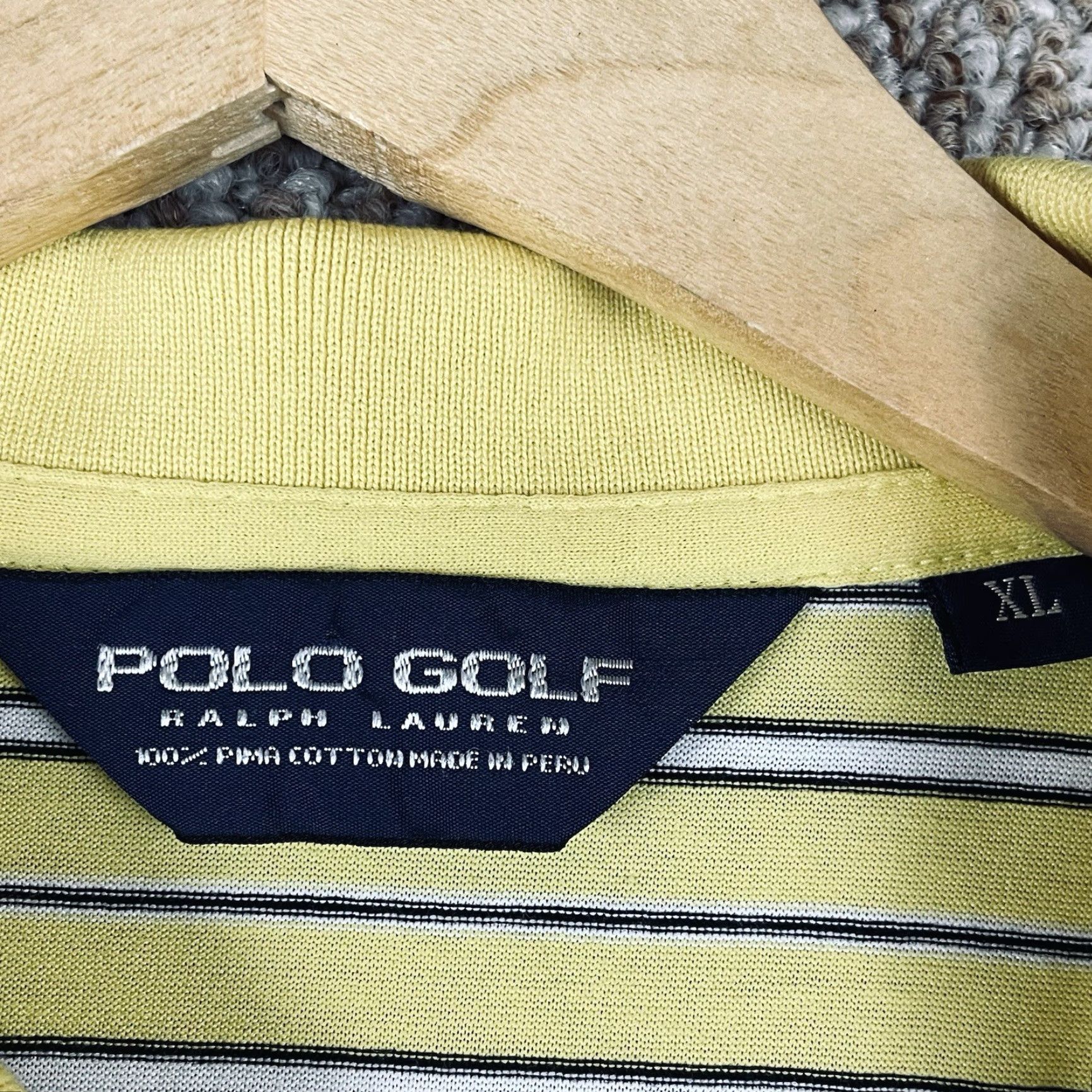 Polo Ralph Lauren VINTAGE Polo Ralph Lauren Shirt Mens XL Golf Fit Short Sleeve Pima Cotton Yellow Striped Logo Embroidered 100% Cotton USA Golf Size US XL / EU 56 / 4 - 6 Thumbnail