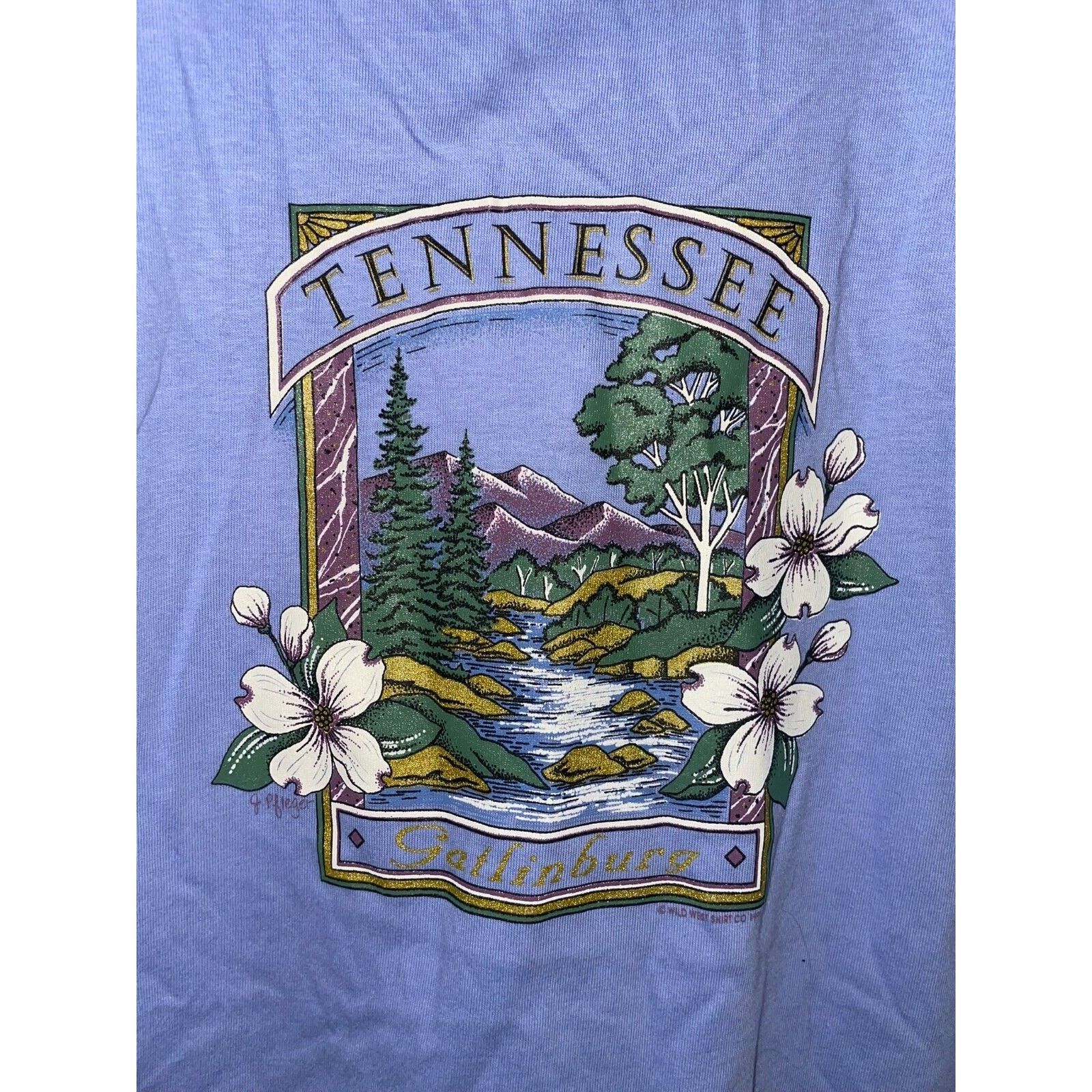 Jerzees Vintage Gatlinburg Shirt TN Tennessee Purple Tee VTG 90s L Size US L / EU 52-54 / 3 - 2 Thumbnail