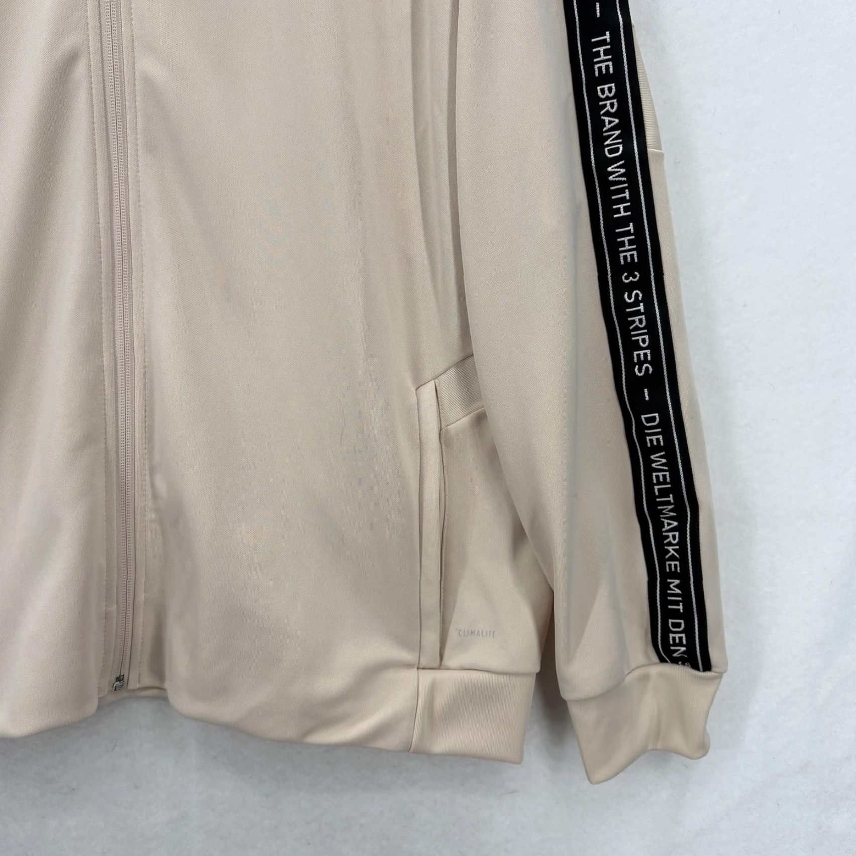 Adidas Adidas Track Jacket Mens XL Beige AFS TR JK Tape Climalite Full Zip Athletic NWT Size US XL / EU 56 / 4 - 3 Thumbnail