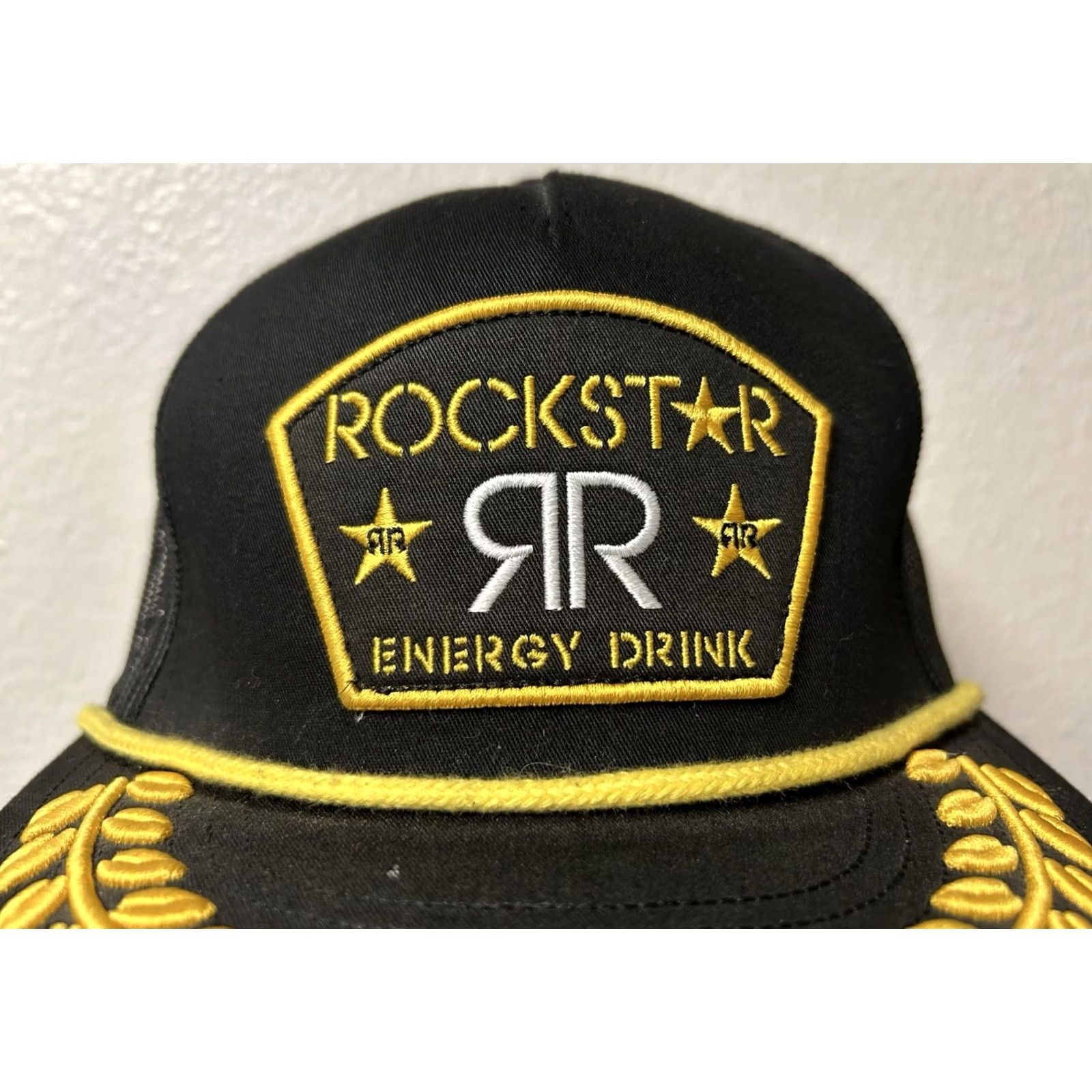 Roper VINTAGE Rare Rockstar Energy Drink Captain Snapback Rope Hat Patch Black/Gold 2014 Men's Hat Snapback Rope Cap Black/Gold 2014 Mens Size ONE SIZE - 2 Thumbnail