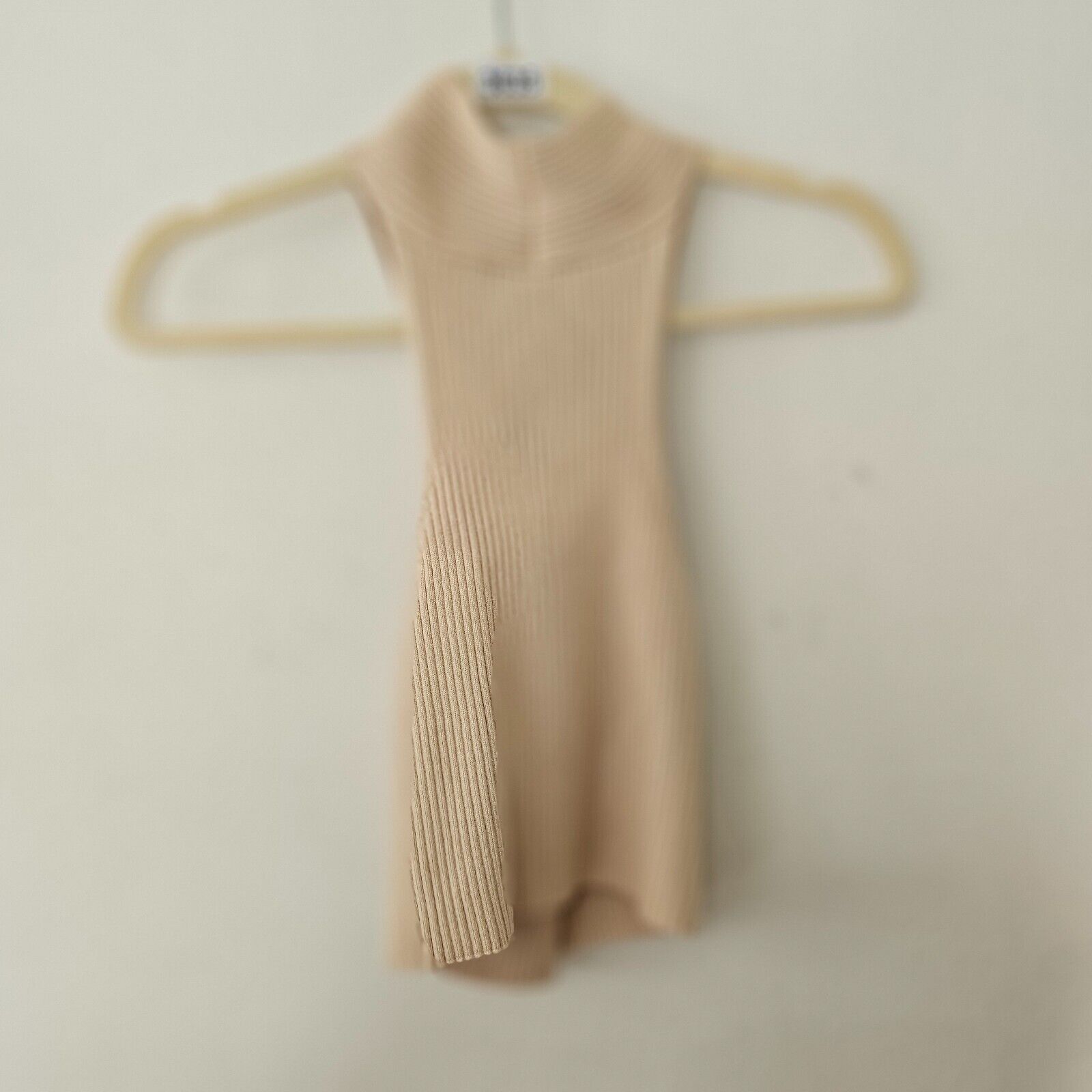 Cider Cider Beige Rib Sleeveless Criss Cross Front Halter Crop Top Size XL / US 12-14 / IT 48-50 - 4 Thumbnail
