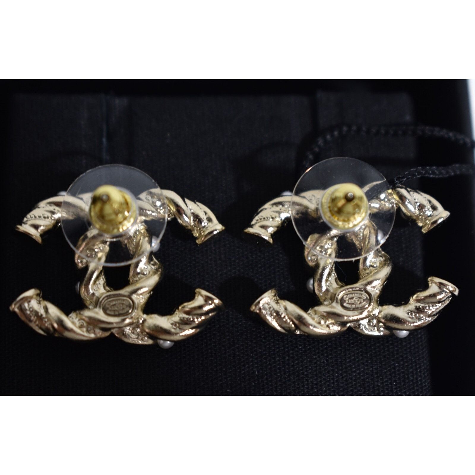 Chanel Chanel Gold Pearl Crystal Classic Statement Stud Earrings Size ONE SIZE - 11 Thumbnail
