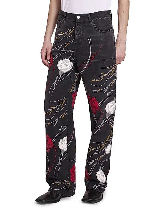 Amiri os11x1225 Floral Relaxed Carpenter Jeans in Multicolor Size US 32 / EU 48 - 4 Thumbnail