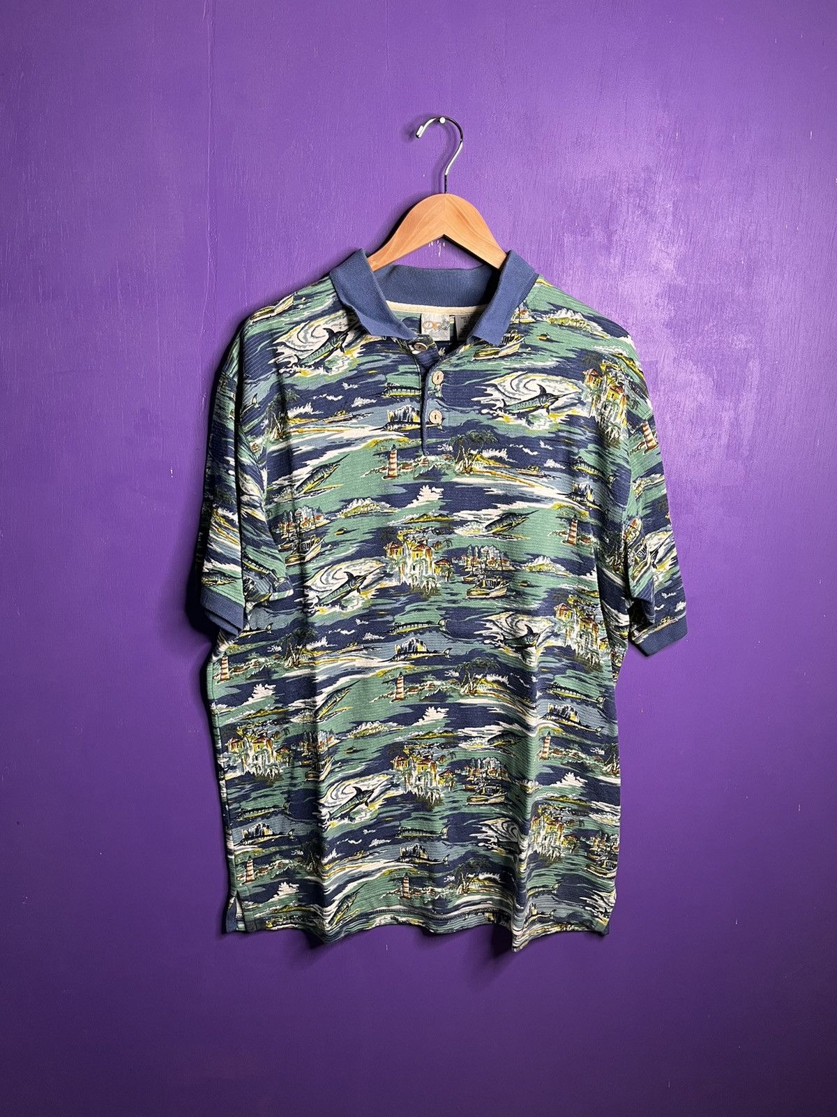 Ocean Pacific × Vintage Vintage 90s Ocean pacific swordfish fishing polo shirt Size US XL / EU 56 / 4 - 1 Thumbnail