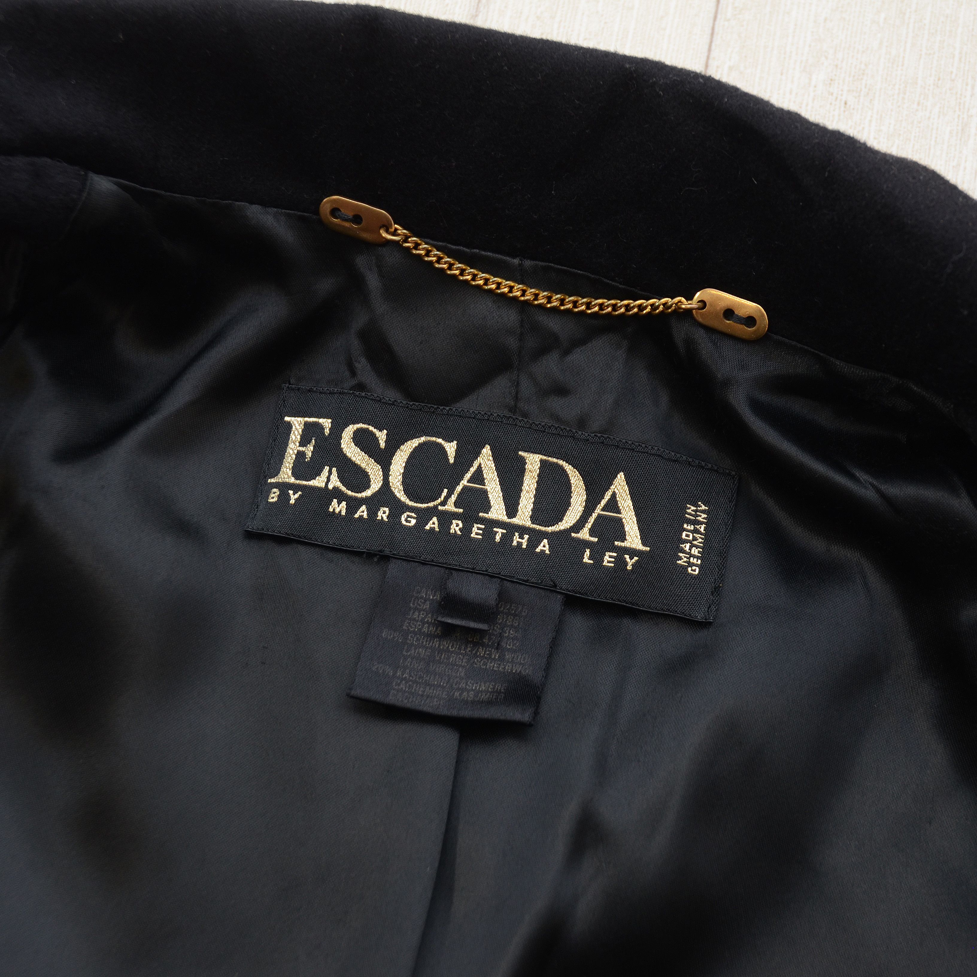 Escada Escada by Margaretha Ley Black Wool & Cashmere Overcoat Size L / US 10 / IT 46 - 7 Thumbnail