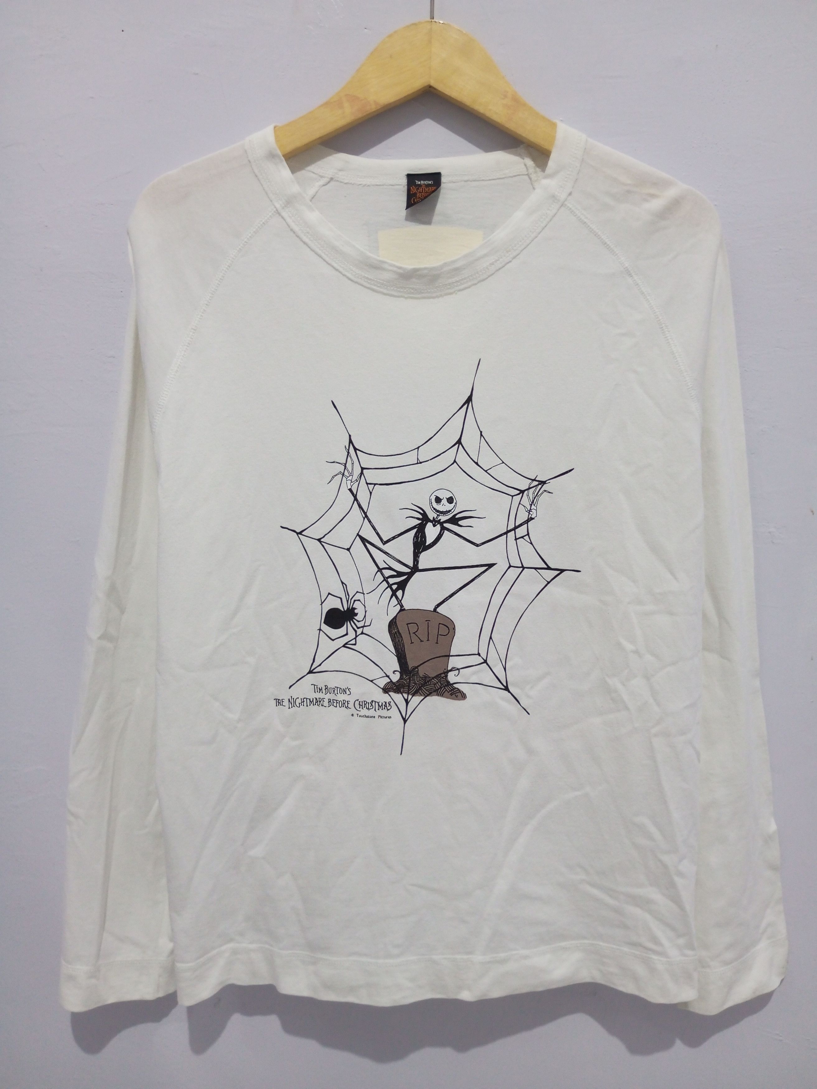 image of Cartoon Network x Movie Tim Burton The Nightmare Before Christmas Long Sleeve Tshirt in White (Size