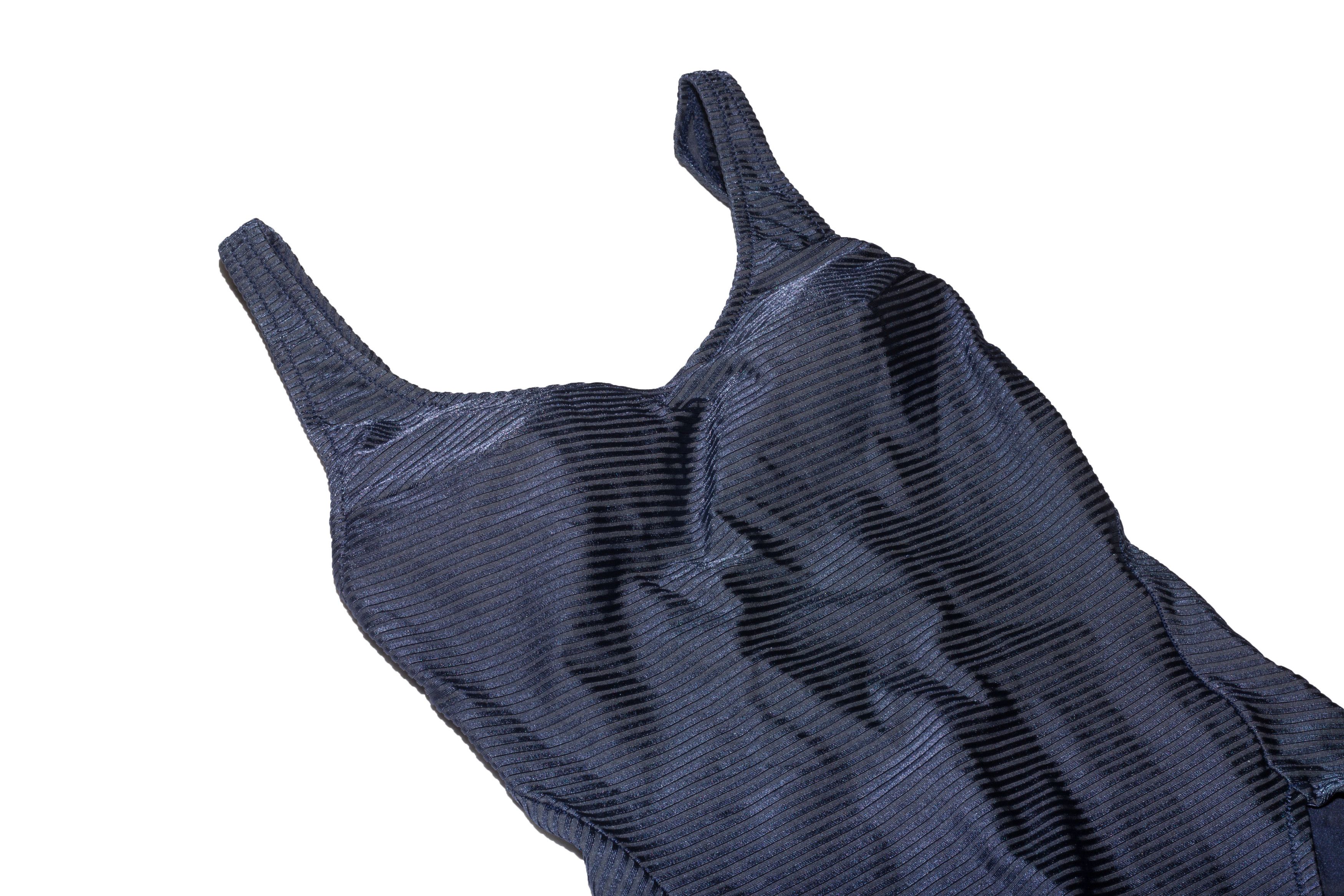 Issey Miyake RIB PLEATED BLUE SWIMSUIT Size ONE SIZE - 2 Thumbnail