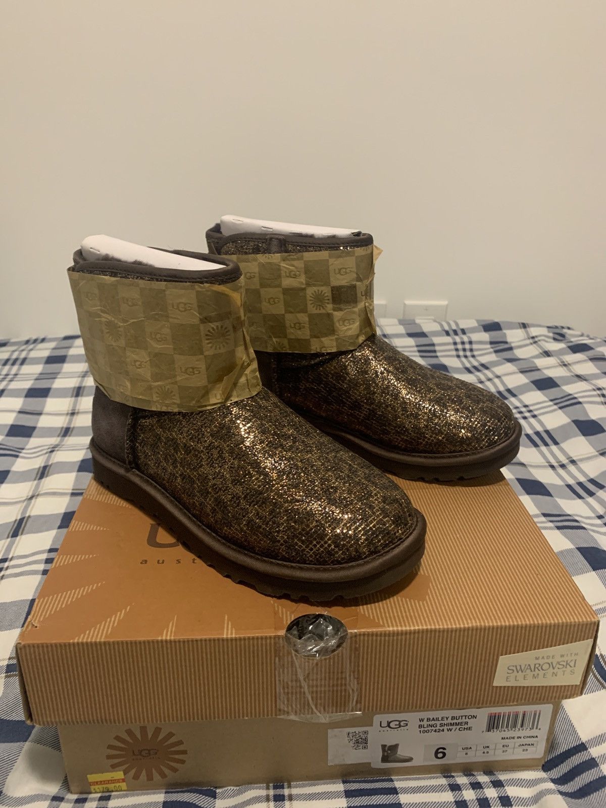 Swarovski UGG Bailey Button Bling Shimmer Boots Size US 6 / IT 36 - 1 Thumbnail