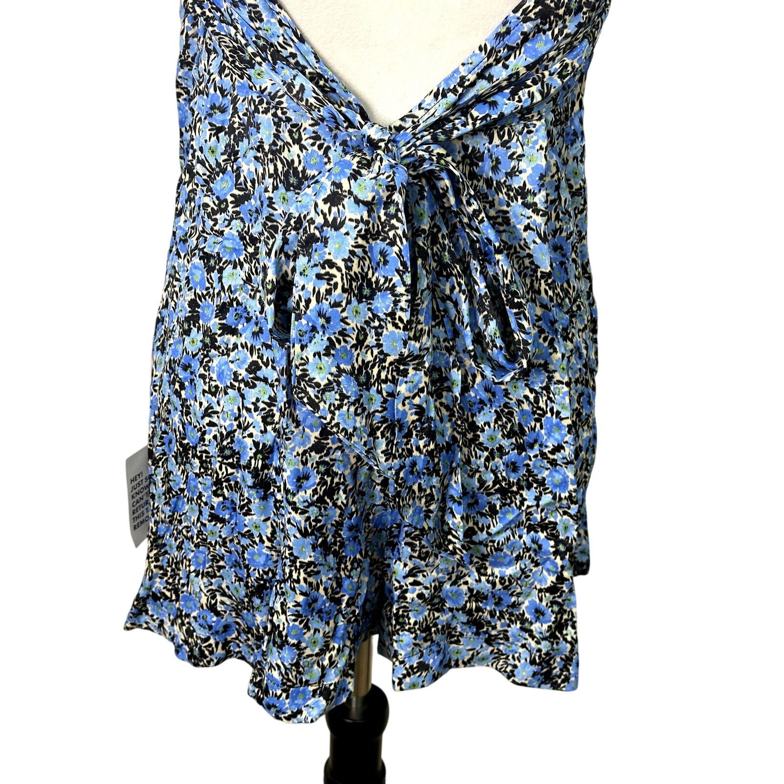 Topshop Topshop Romper Floral Satin Adjustable Straps Blue W 4 NWT Size 27" / US 4 / IT 40 - 7 Thumbnail