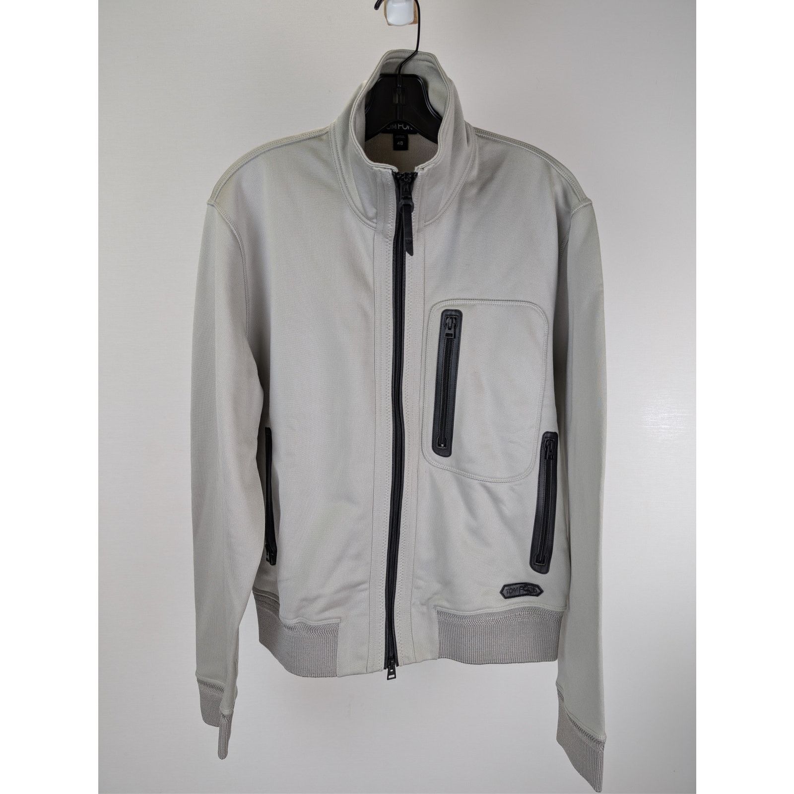 Tom Ford o1rshd1 CC20 zip-up jacket with leather trims in Grey Size US M / EU 48-50 / 2 - 2 Thumbnail