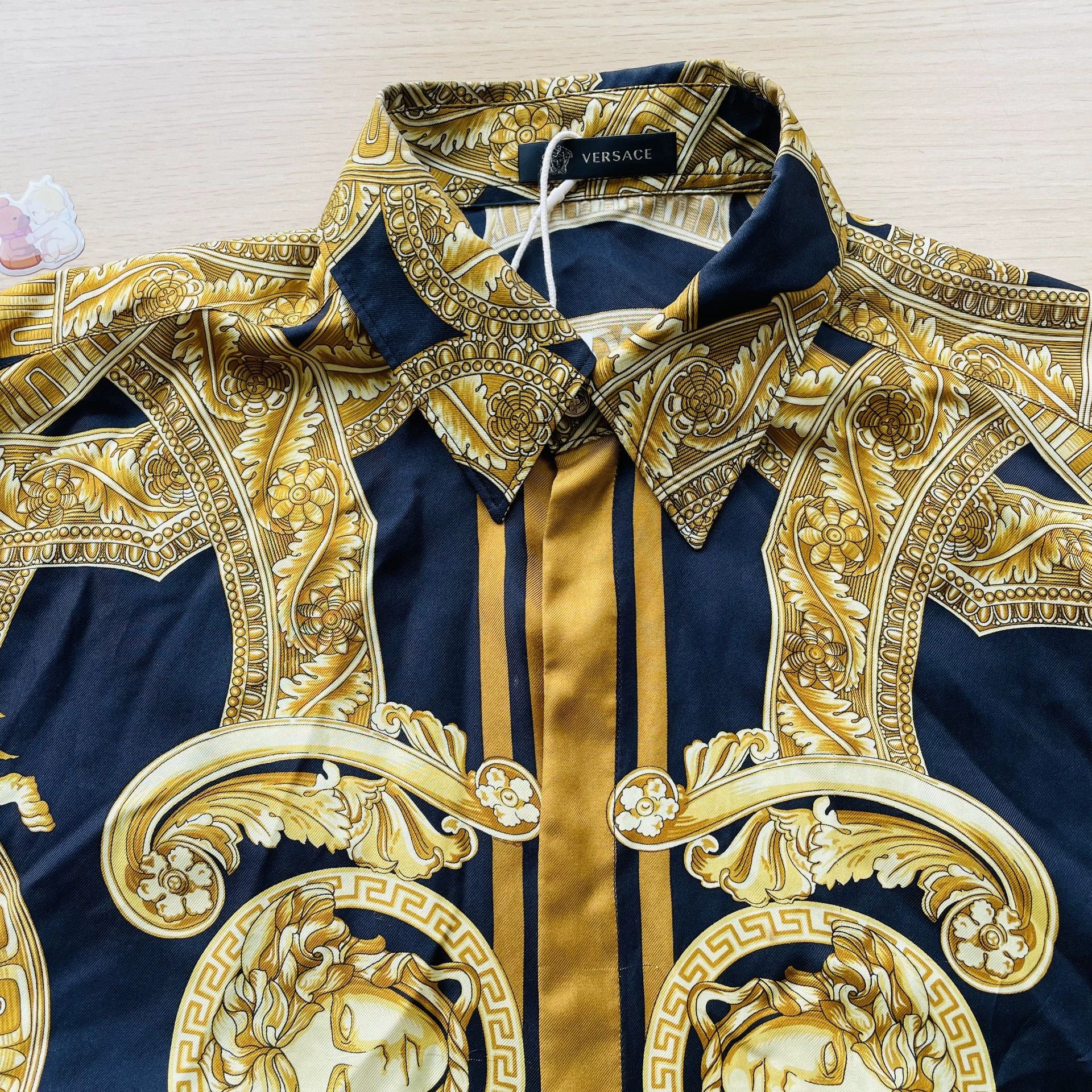 Versace Versace Silk Patterned LS Shirt Men's Black & Yellow 39 Size US M / EU 48-50 / 2 - 3 Thumbnail