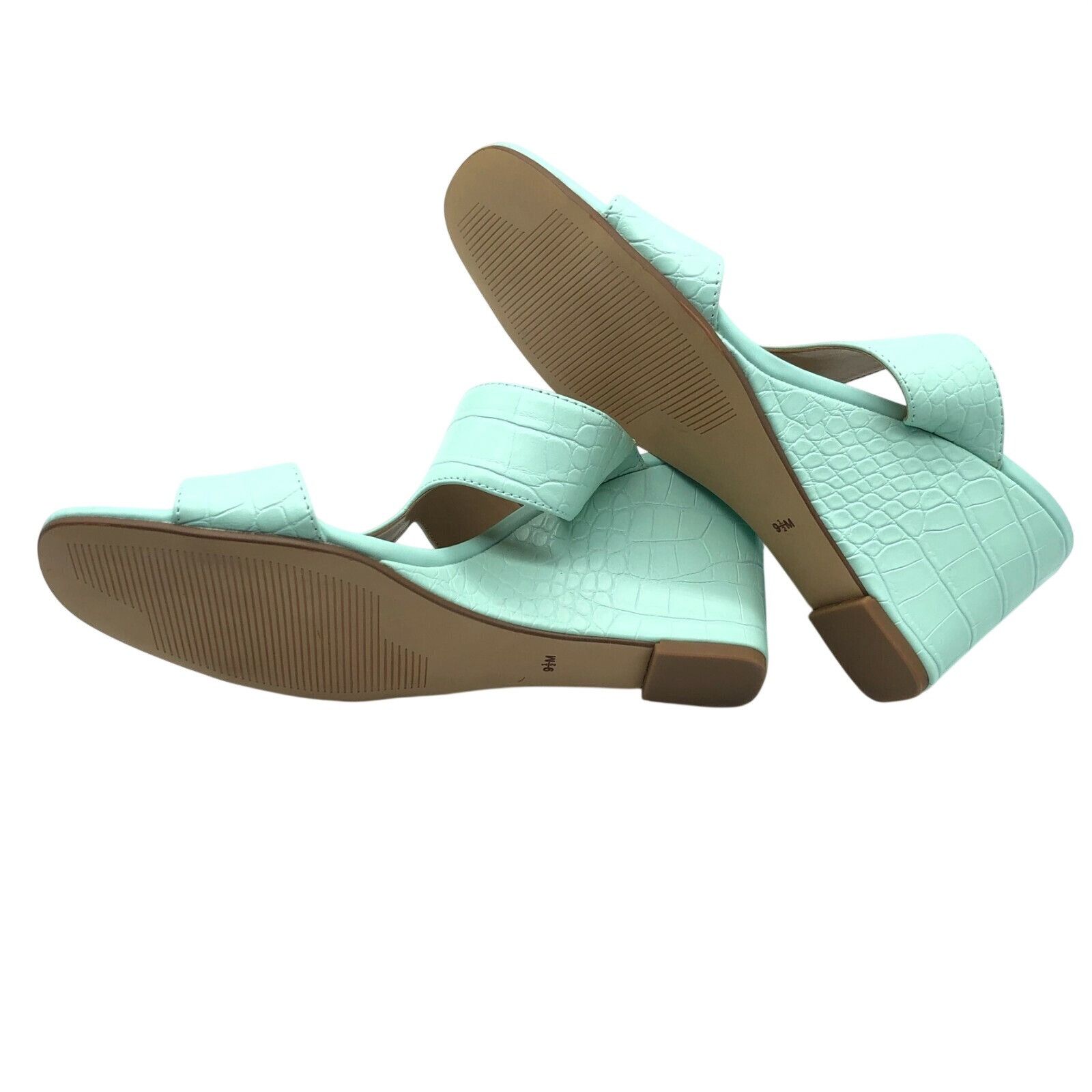 Nordstrom 14th & Union Sandals Wedge Heel Slip On Open Toe Faux Leathe Size US 9.5 / IT 39.5 - 6 Thumbnail