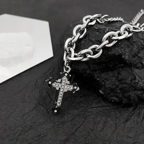 Jewelry × Other Titanium Steel Cross Pendant Necklace for Men Women Size ONE SIZE - 4 Thumbnail