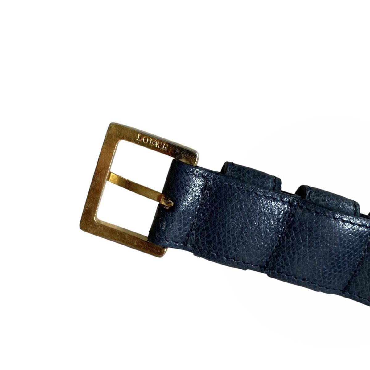 Loewe × Vintage Loewe small logo anagram leather belt navy Size ONE SIZE - 5 Thumbnail