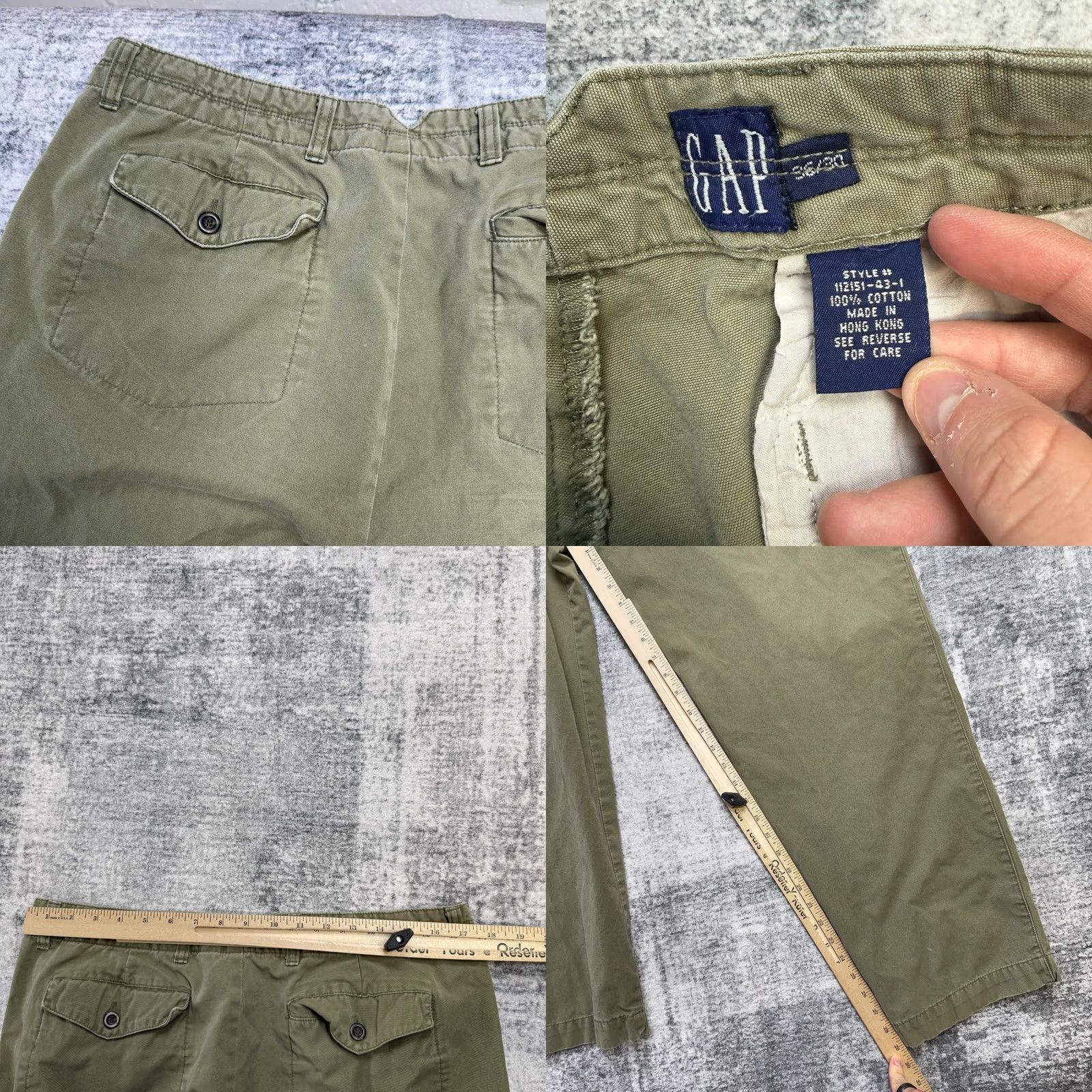 Gap VINTAGE GAP Pants Mens 36x30 (34x29) Green Khaki Pleated Field Trousers Military 90s Size US 36 / EU 52 - 8 Thumbnail