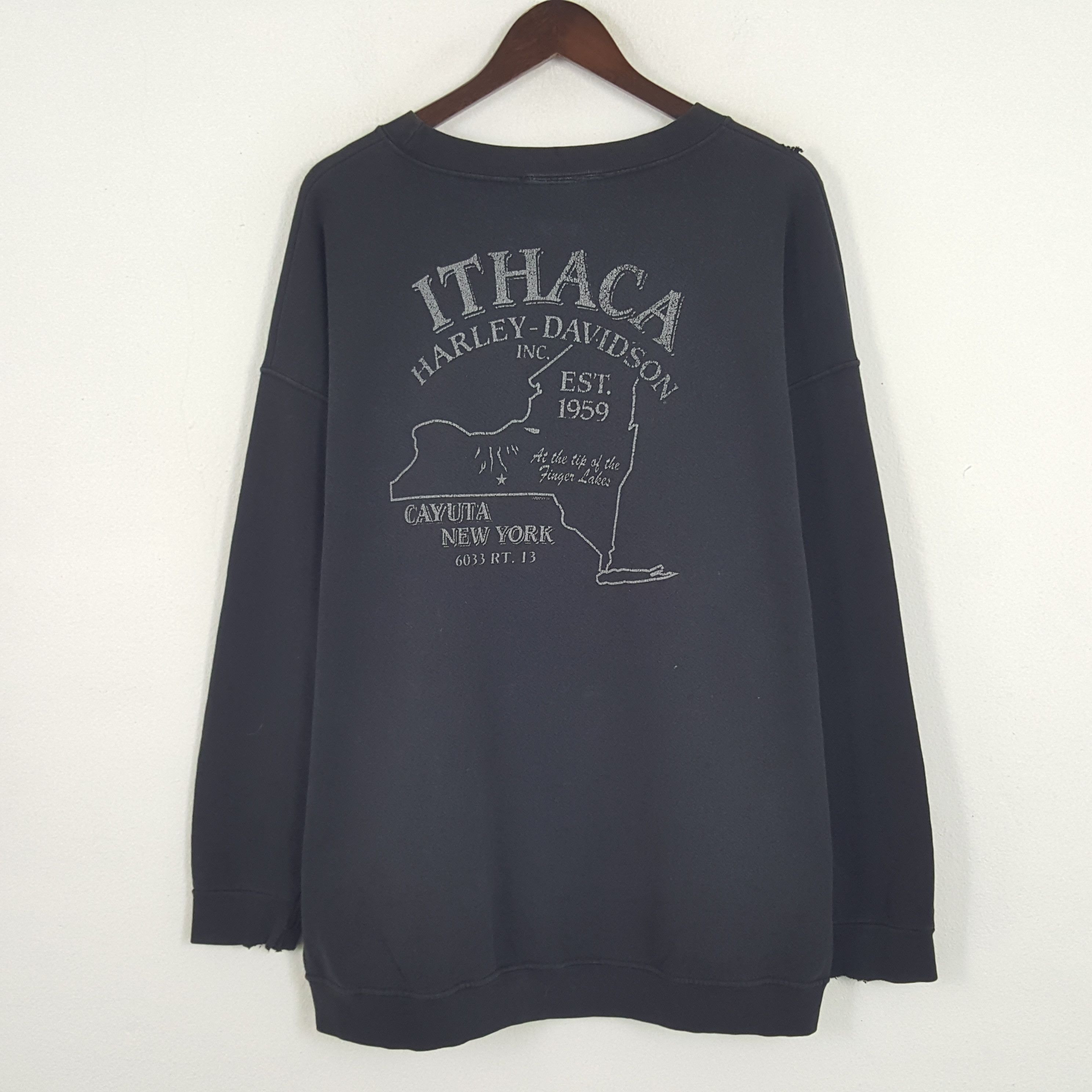 Harley Davidson × Vintage Vintage Ithaca Harley Davidson Sweatshirt Size US XL / EU 56 / 4 - 1 Thumbnail