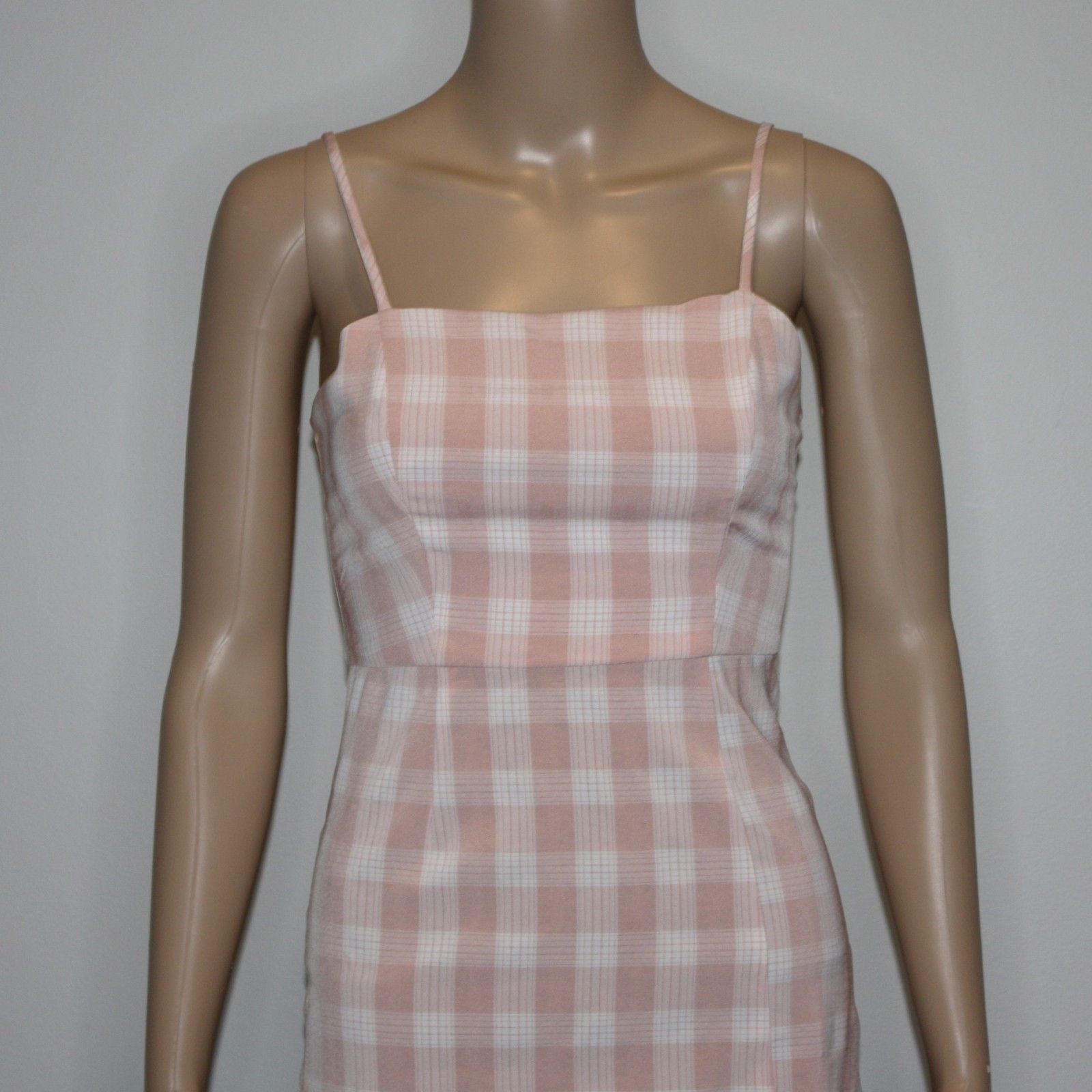 BP. Plaid Square Neck Sundress Dress in Coral & White Gingham Size XS / US 0-2 / IT 36-38 - 7 Thumbnail