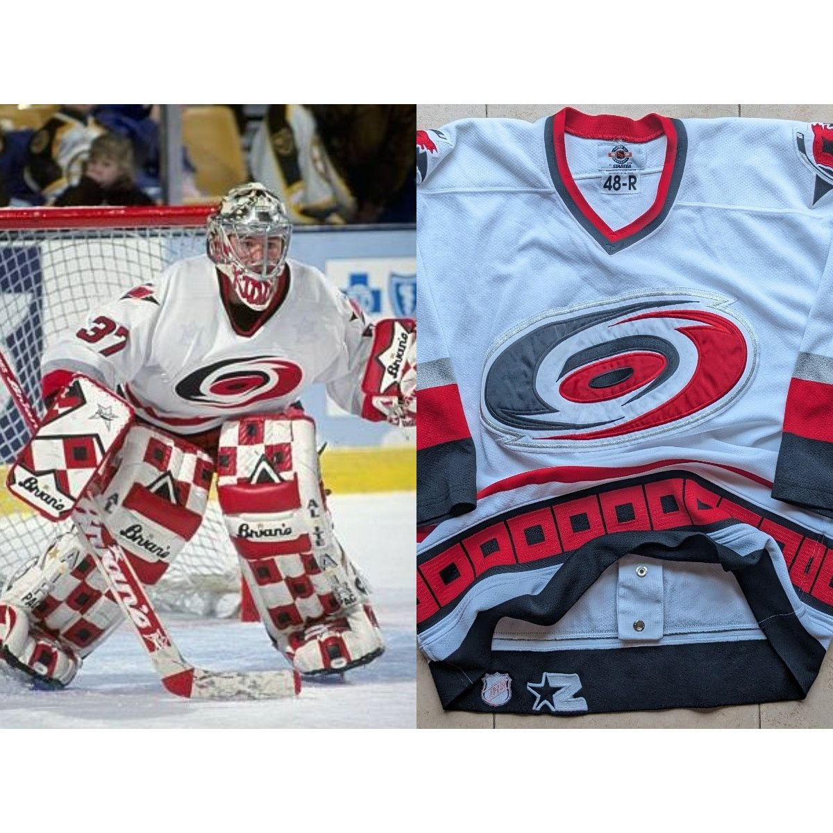 image of Carolina Hurricanes 1997 Starter Jersey Authentic 48 Nhl VTG in White, Men's (Size Medium)