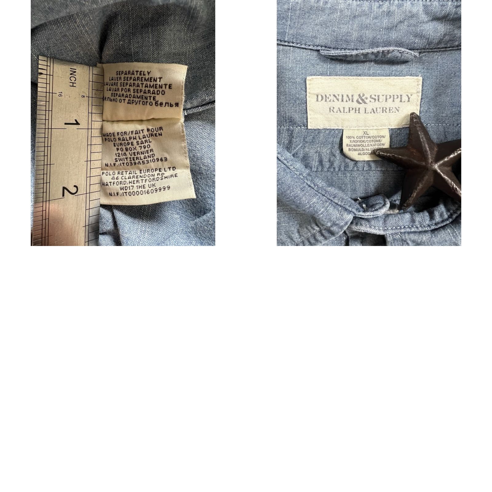 Vintage Denim & Supply Ralph Lauren Navy Shirt XL Chambray US Military Style Button-Up Mens Size US XL / EU 56 / 4 - 11 Thumbnail