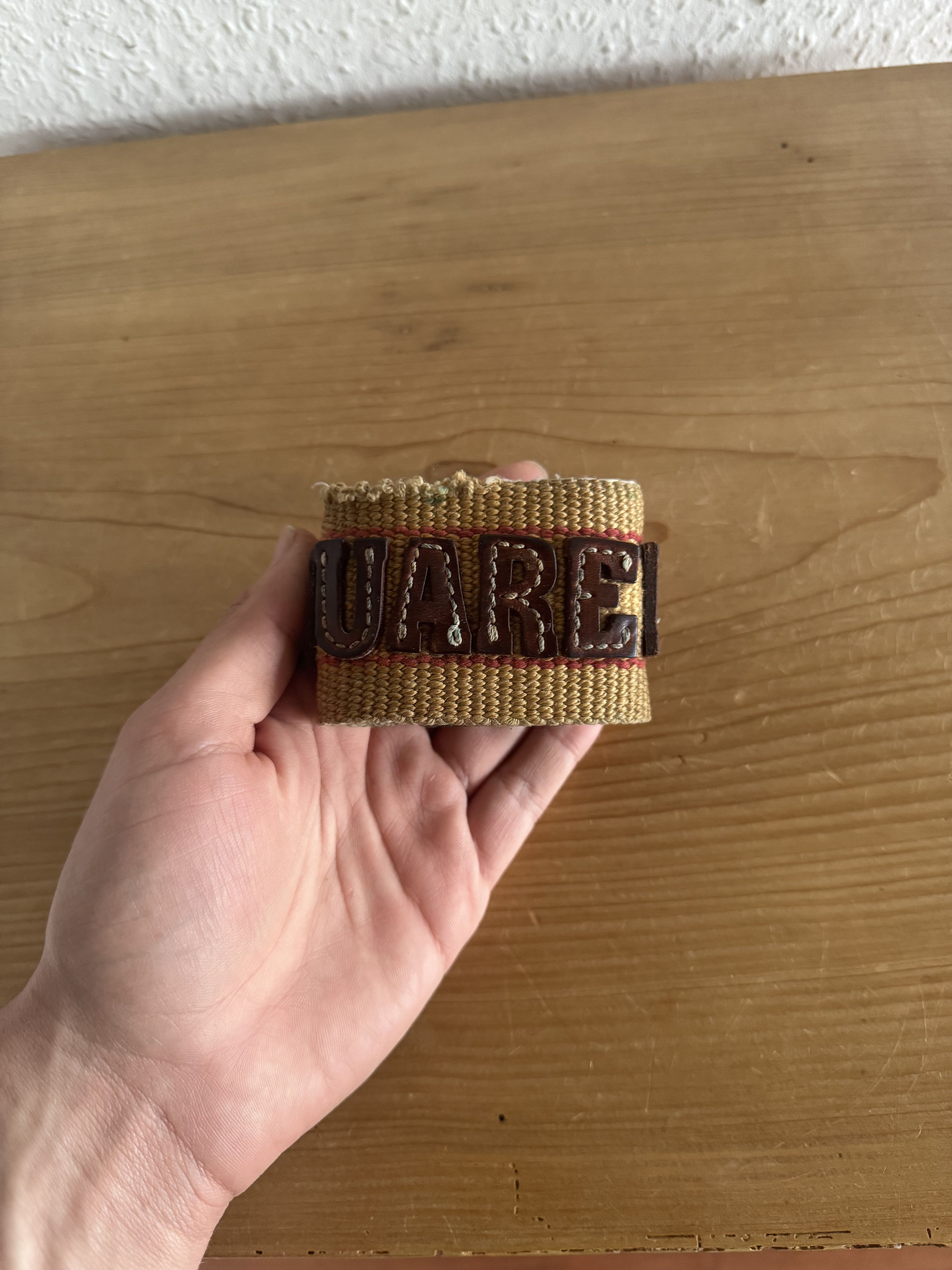Dsquared2 Canvas Leather Logo Cuff Bracelet Size ONE SIZE - 3 Thumbnail
