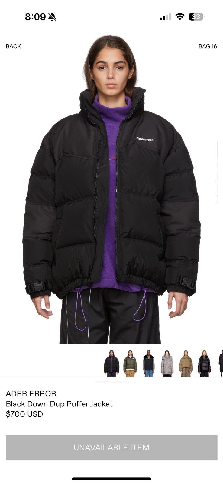 Ader Error Black Down Dup Puffer Jacket Size L / US 10 / IT 46 - 6 Thumbnail