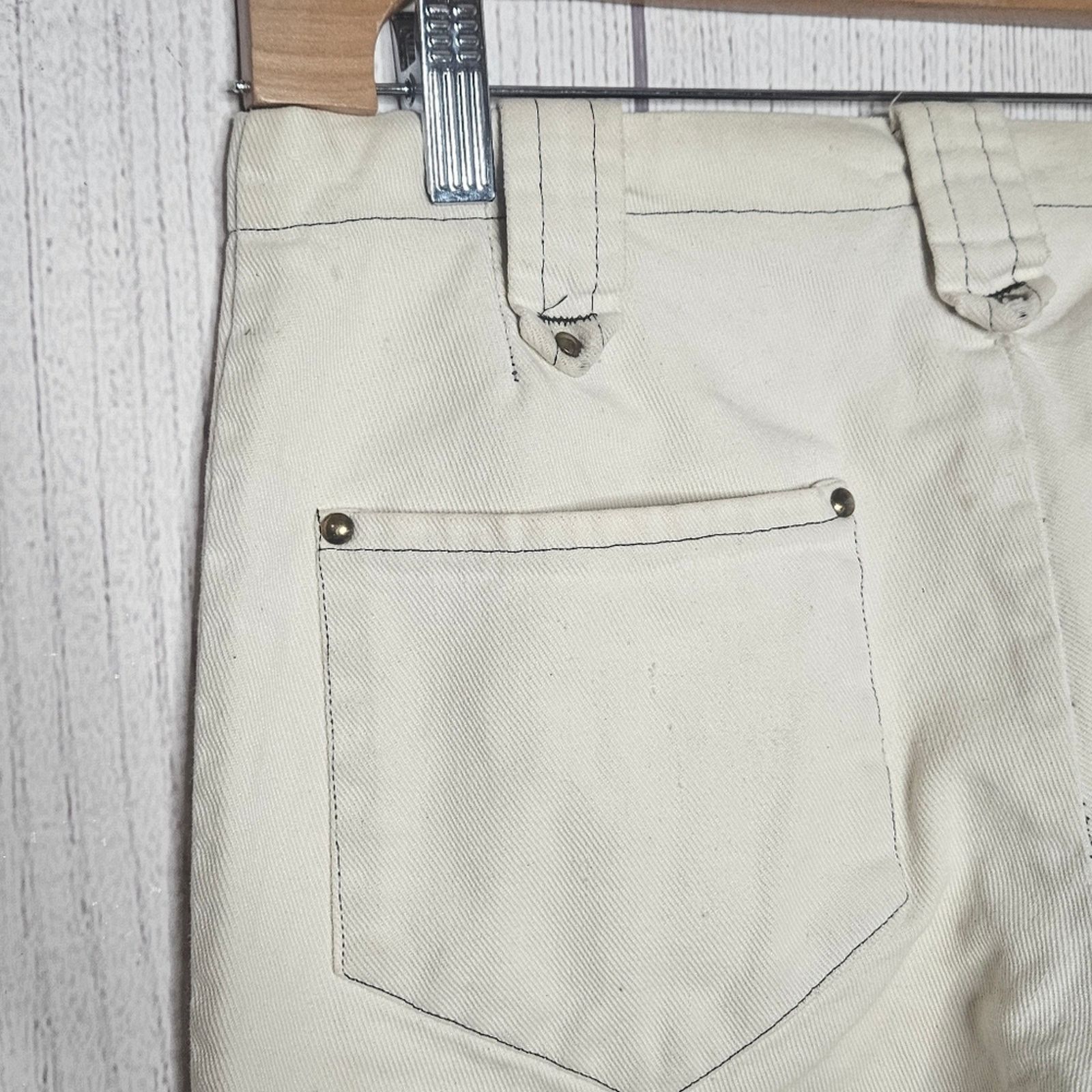Vintage VTG 60s 70s Unbranded Snap Front White Flared Sailor Pants Size 28" / US 6 / IT 42 - 7 Thumbnail