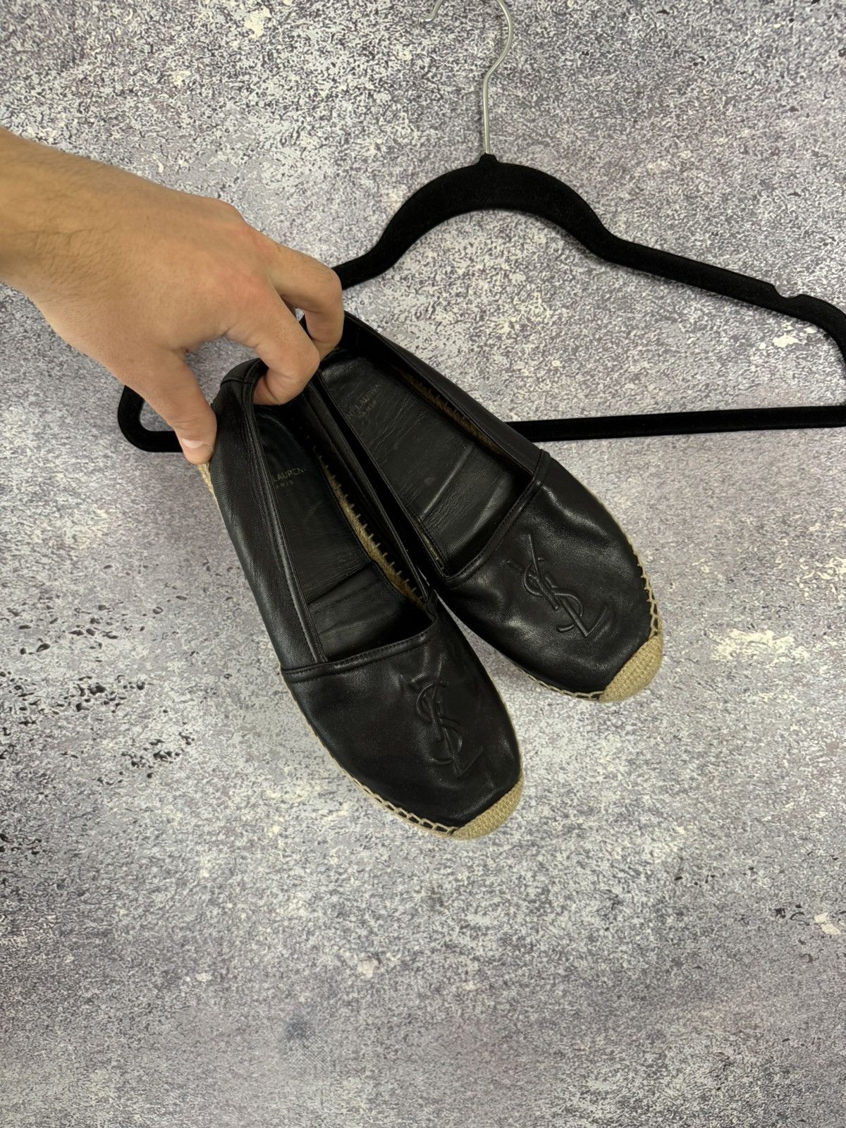Saint Laurent Paris × Yves Saint Laurent YSL Black Monogram Espadrille 37 size women’s Size US 7 / IT 37 - 1 Thumbnail