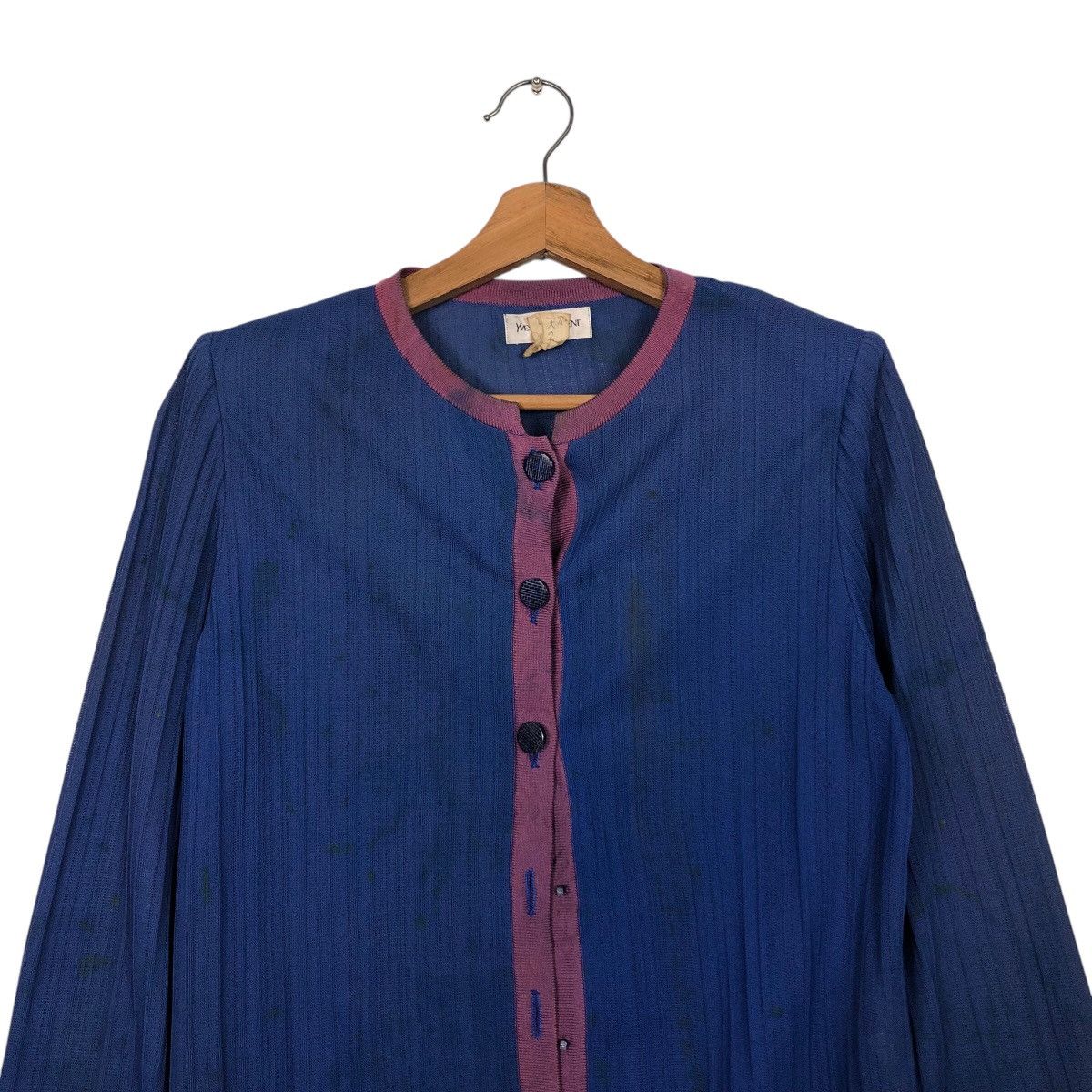 Yves Saint Laurent Vintage Indigo Woven Tunic Shirt Yves Saint Laurent Size M / US 6-8 / IT 42-44 - 4 Thumbnail