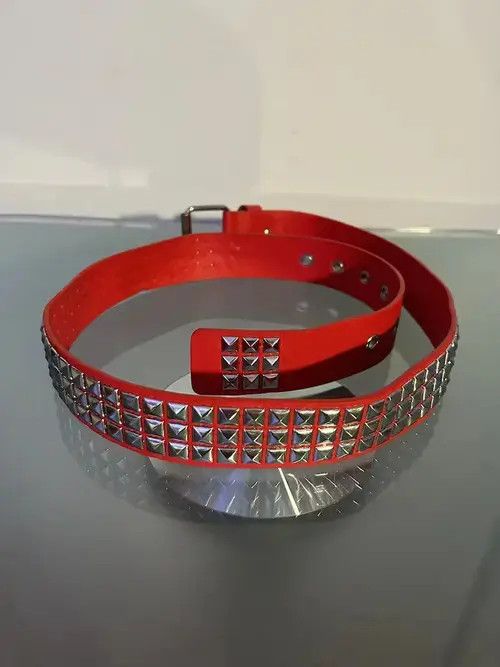 VIBE Pyramid Studded Belt (red) Size ONE SIZE - 1 Thumbnail