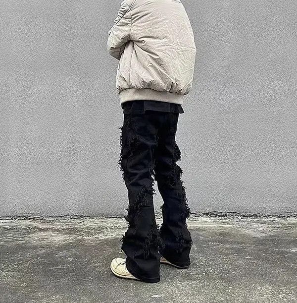 Japanese Brand × Jean High street black raw edge ripped jeans Size US 32 / EU 48 - 4 Thumbnail