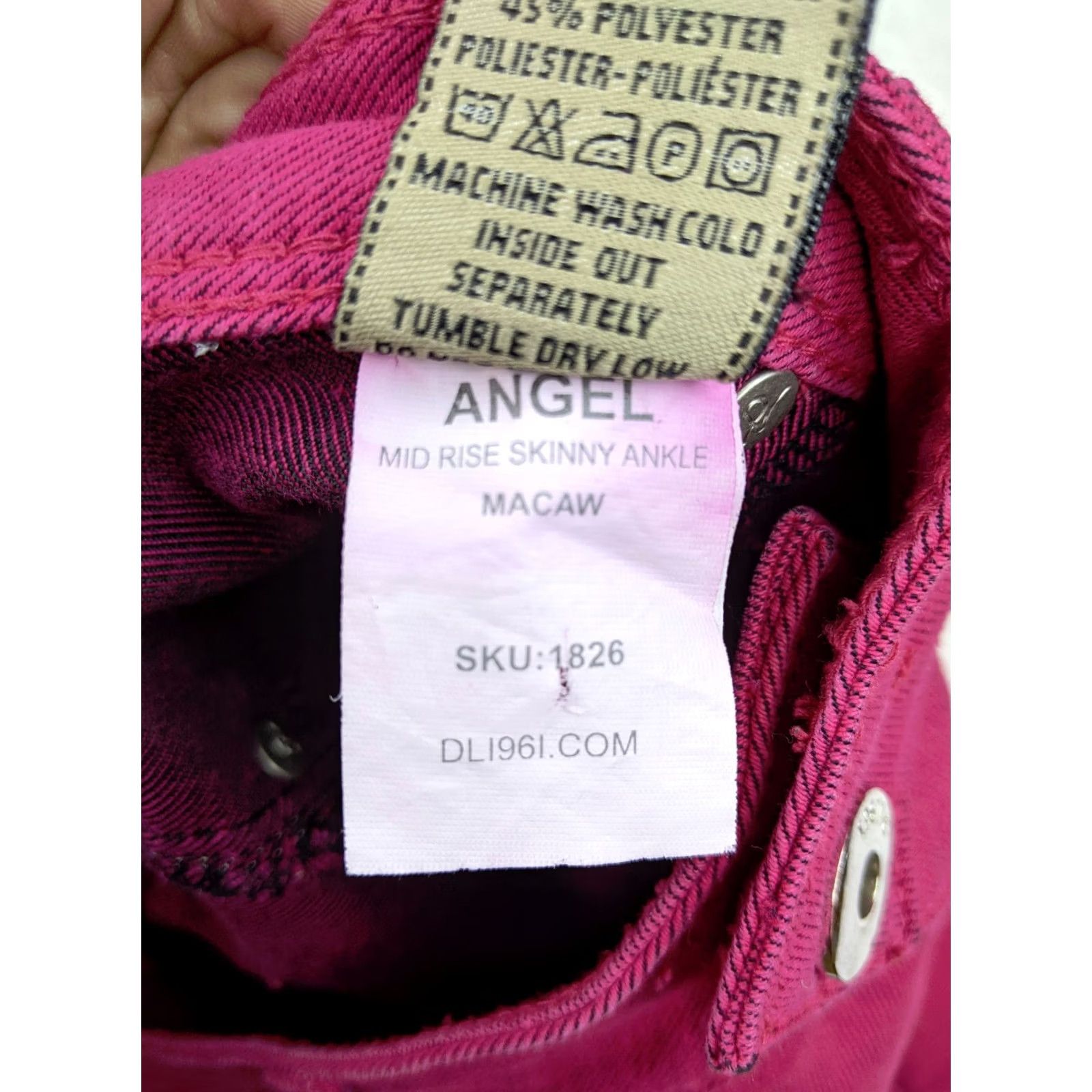 DL1961 DL1961 Angel Mid Rise Skinny Ankle Women 28 Pink Jeans 5 Pocket Dark Denim Slim Leg Jeans Womens Pink DL1961 Angel Mid Rise Skinny Ankle Size 24" / US 00 / IT 34 - 7 Thumbnail