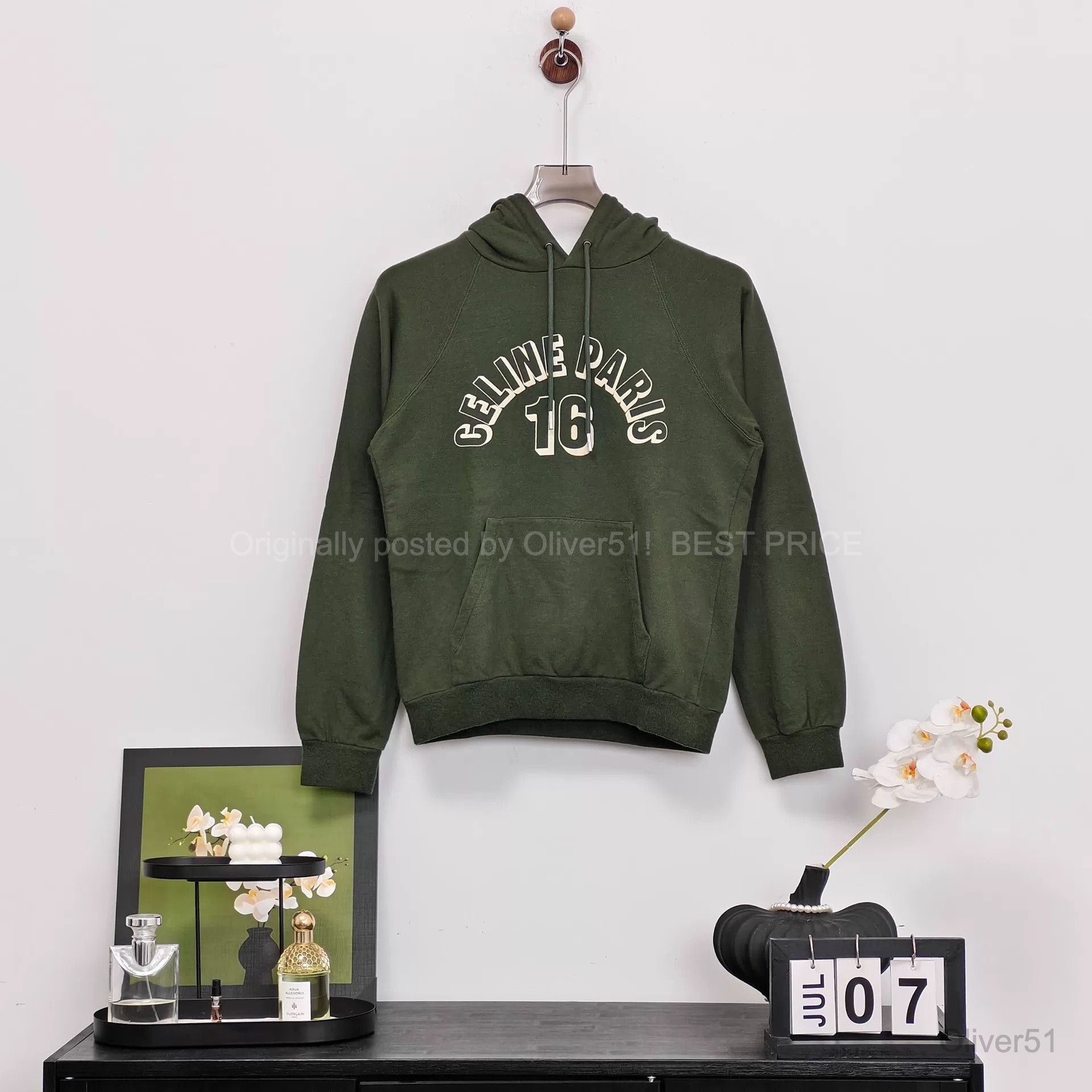 Celine Celine Dark Green Logo Hoodie Size S BFAJNOP519 Size S / US 4 / IT 40 - 1 Thumbnail