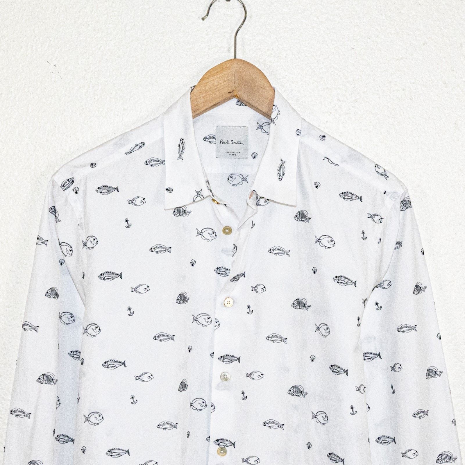 Paul Smith Paul Smith Large White fish Embroidered Button up Shirt Size US L / EU 52-54 / 3 - 3 Thumbnail