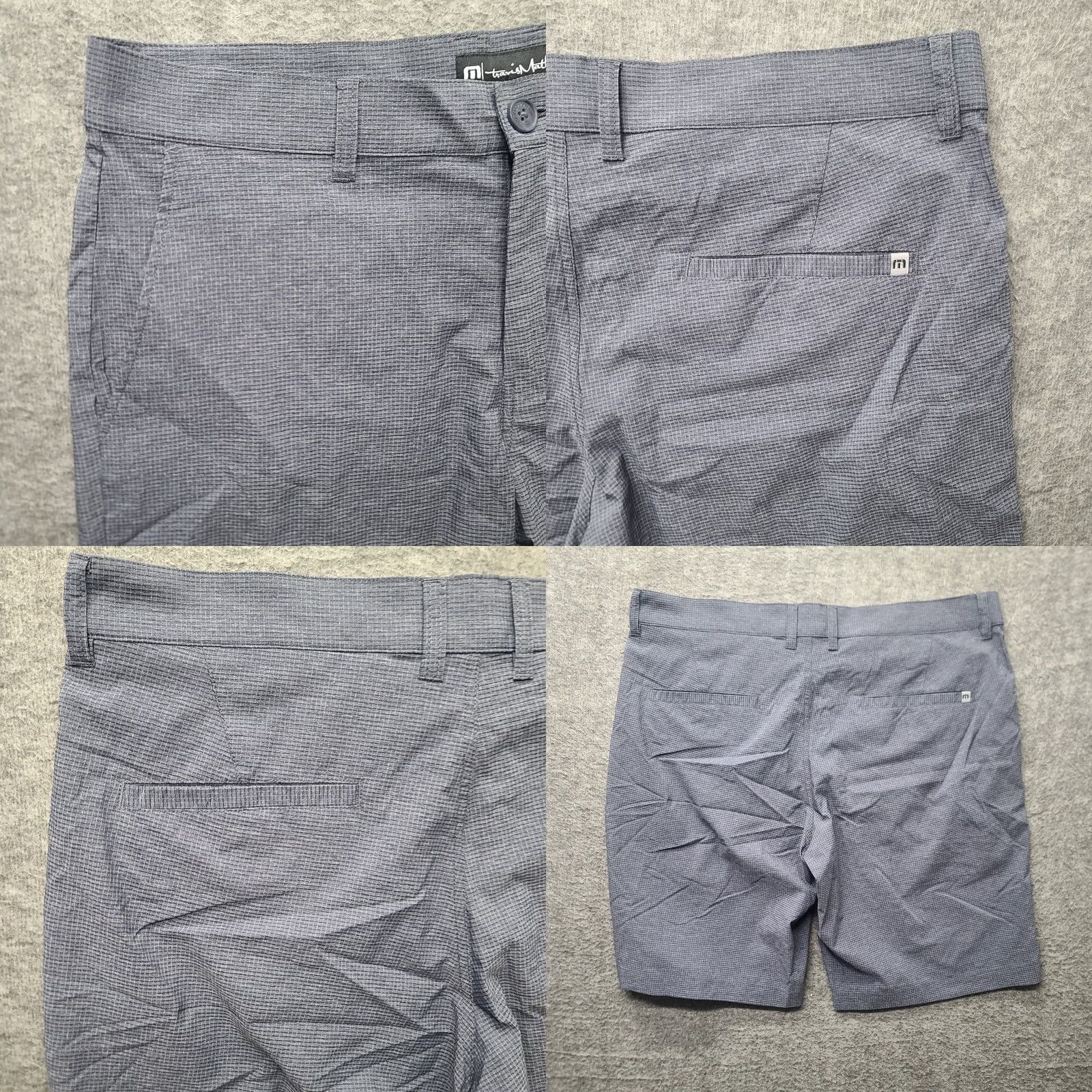 TravisMathew Travis Mathew Shorts Mens 34 Regular Fit Beckladd Stretch Golf Performance Geometric Twill Chino Moisture Wicking Quick Dry Pockets Gray Size US 34 / EU 50 - 8 Thumbnail