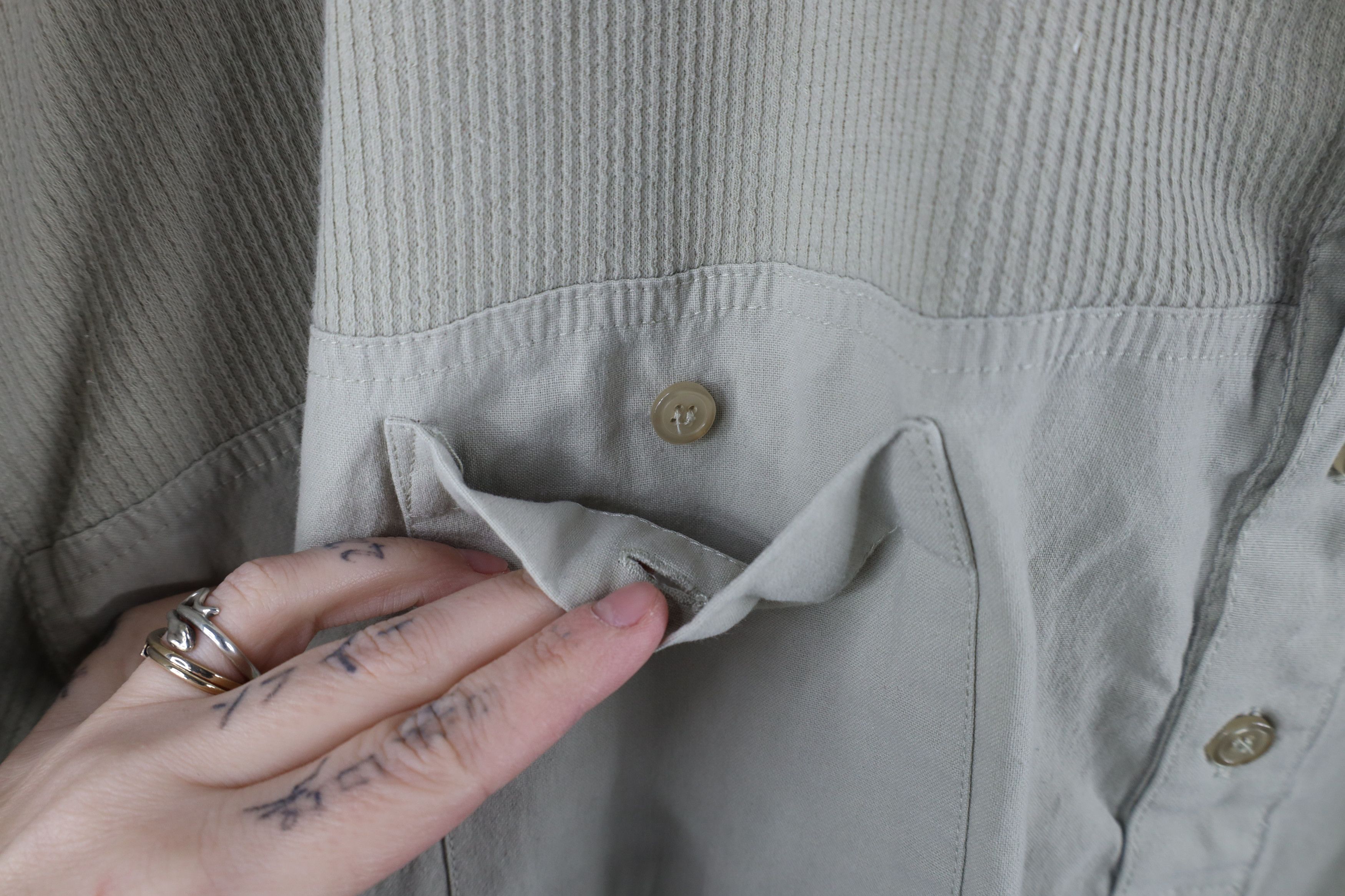 Vintage Vintage 90s Streetwear Ribbed Knit Pullover Polo Shirt Beige Size US XXL / EU 58 / 5 - 5 Thumbnail
