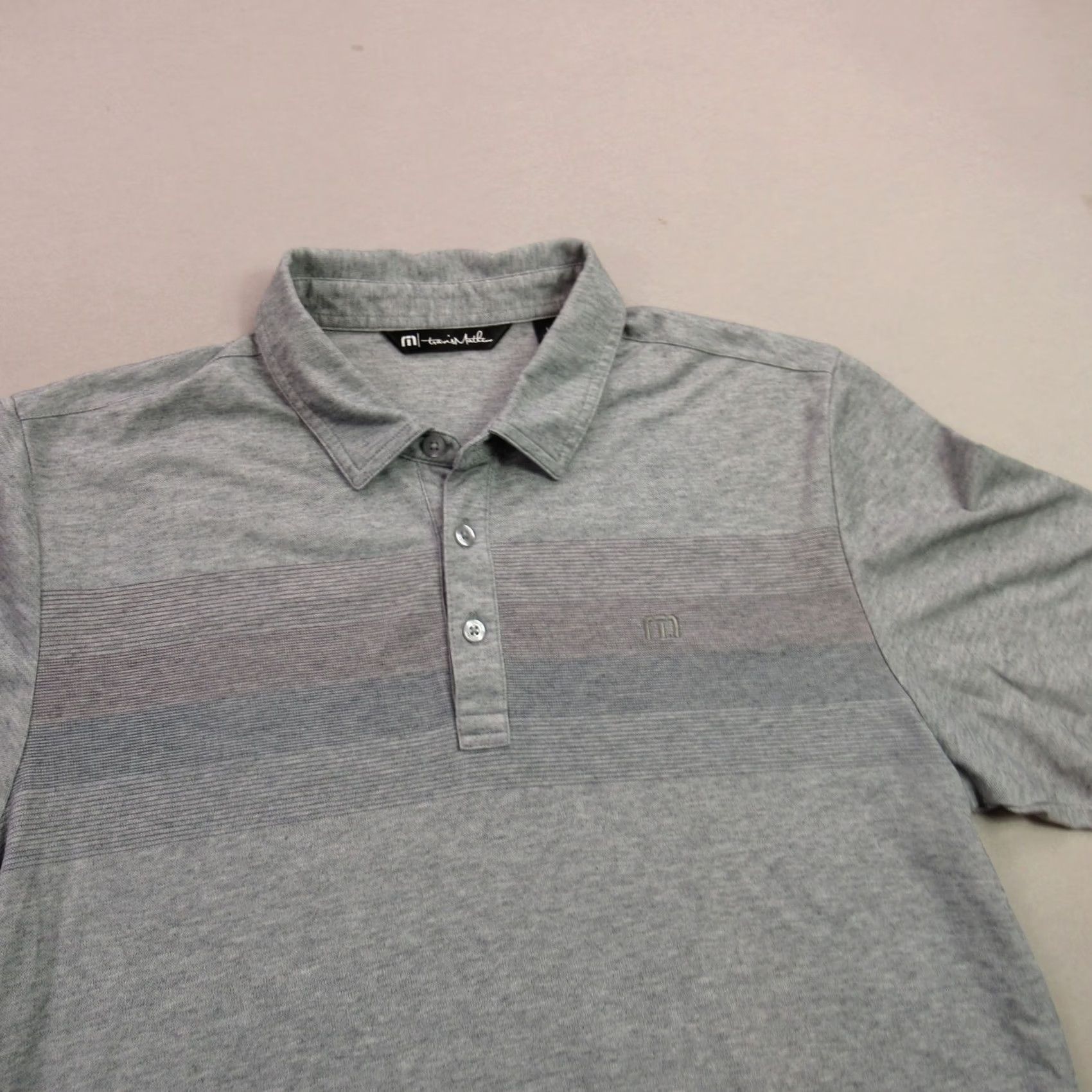 TravisMathew Travis Mathew Polo Golf Shirt Striped Gray Short Sleeve Lightweight | Mens L Shirt Size US L / EU 52-54 / 3 - 2 Thumbnail